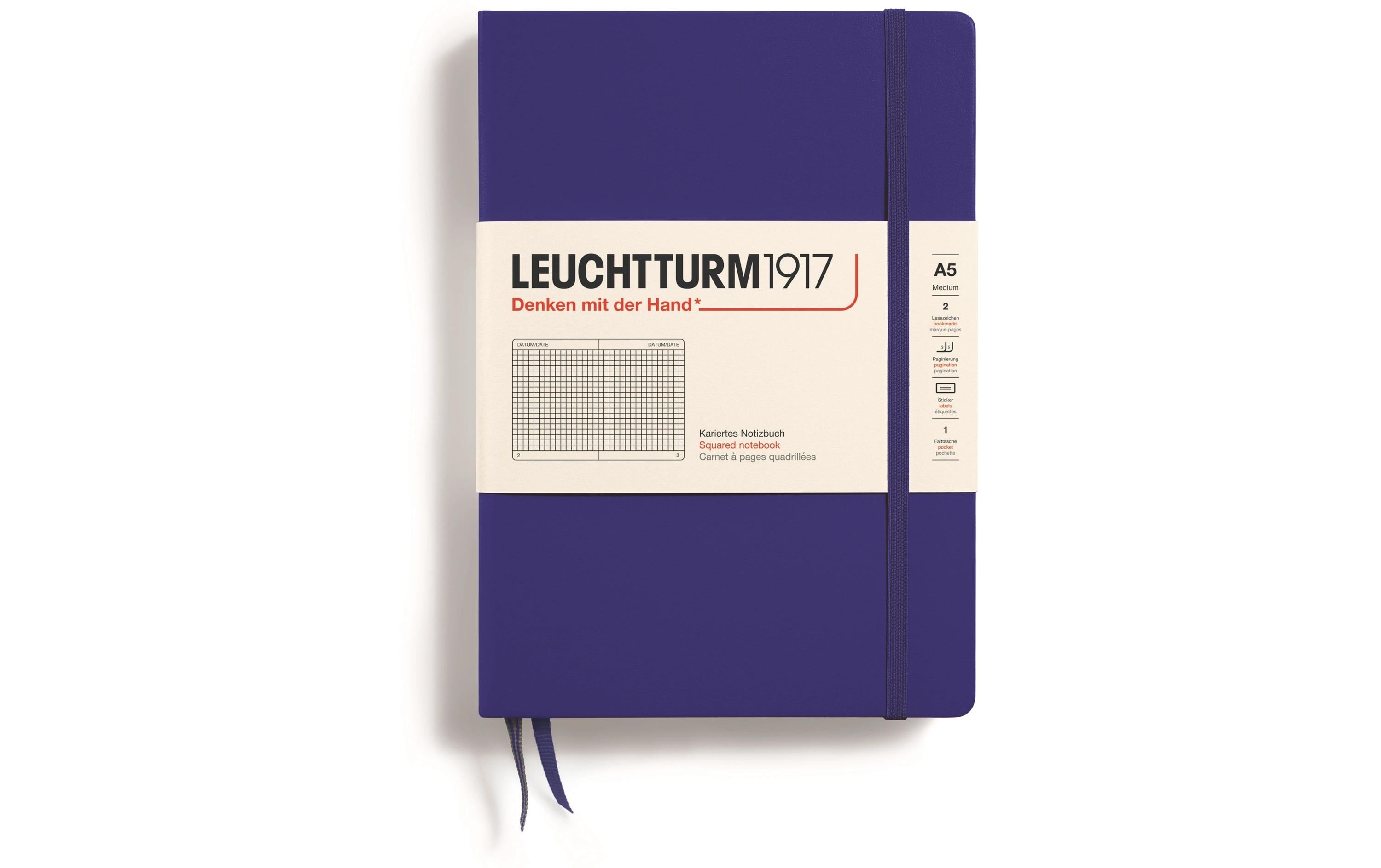 Leuchtturm Notizbuch Medium A5, Kariert, Dunkelblau