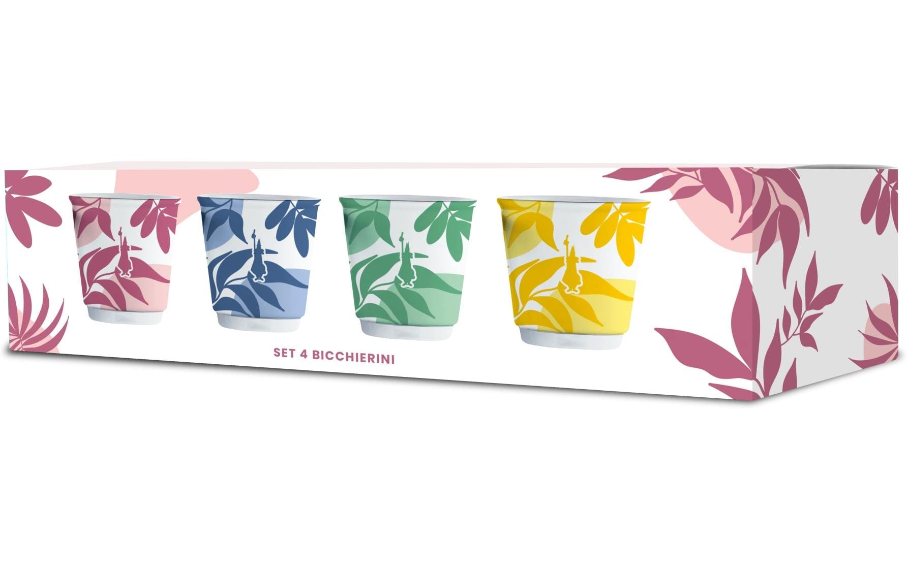 Bialetti Set 4 Becher 80 ml, 1 Stück, Mehrfarbig
