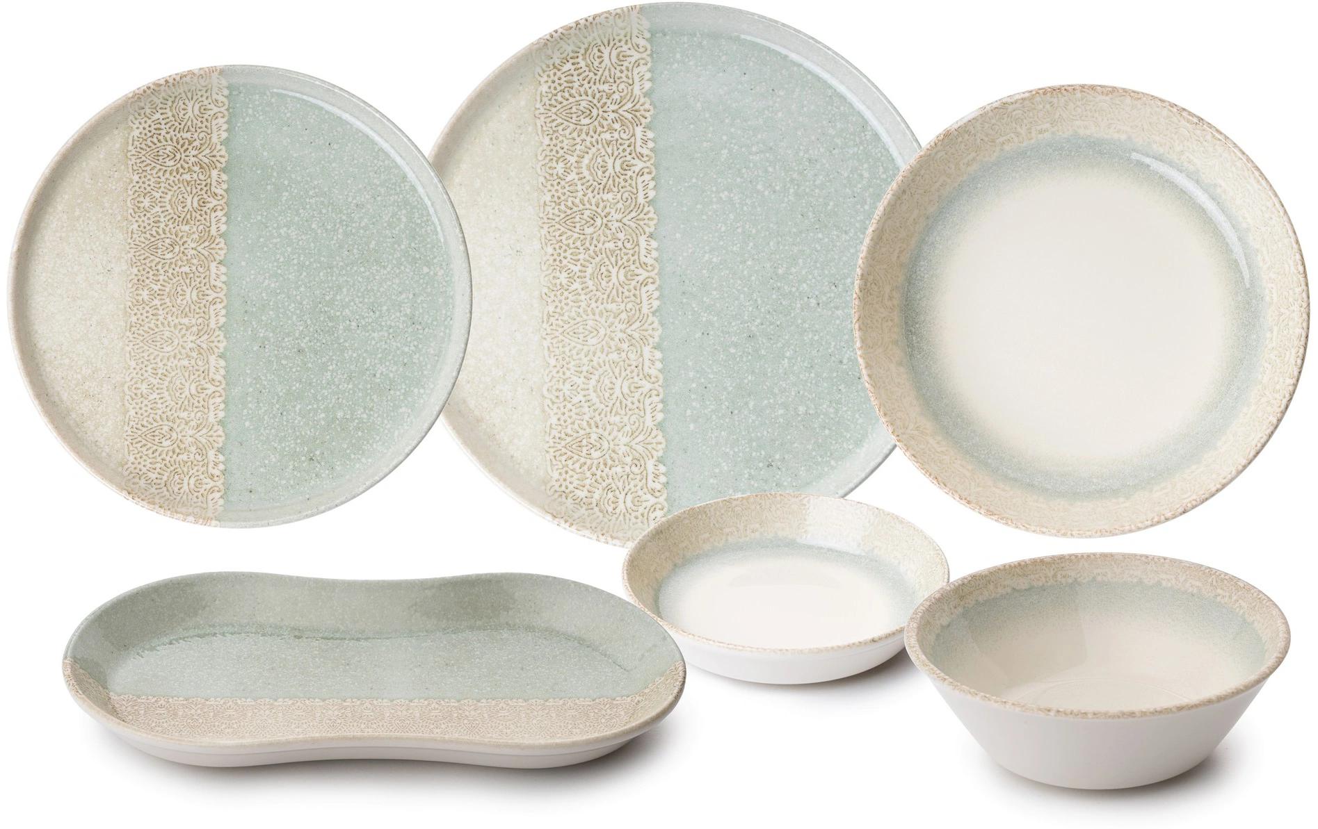 Hermia Geschirr-Set Crème/Grün