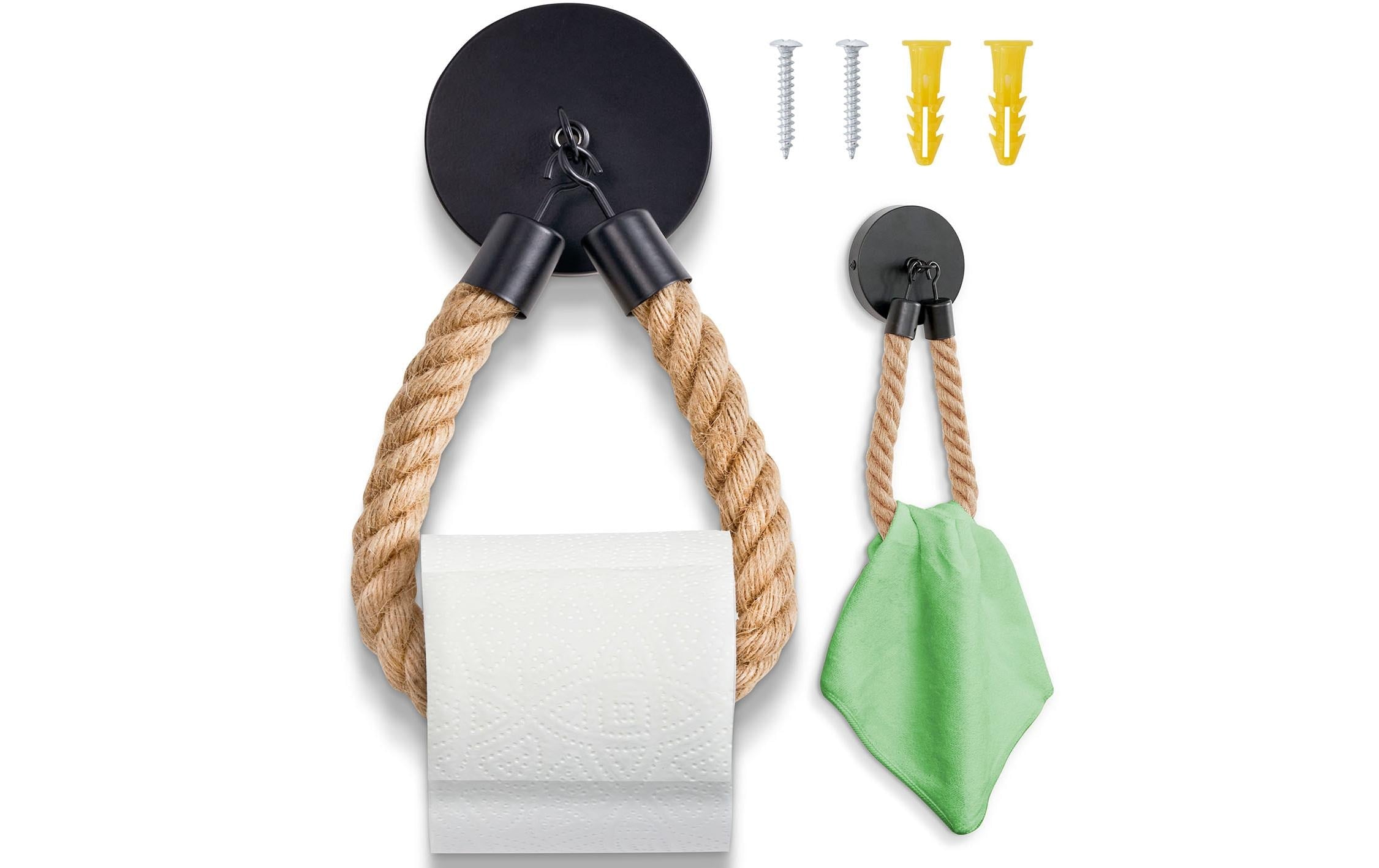 Hennez Toilettenpapierhalter Nature/Schwarz