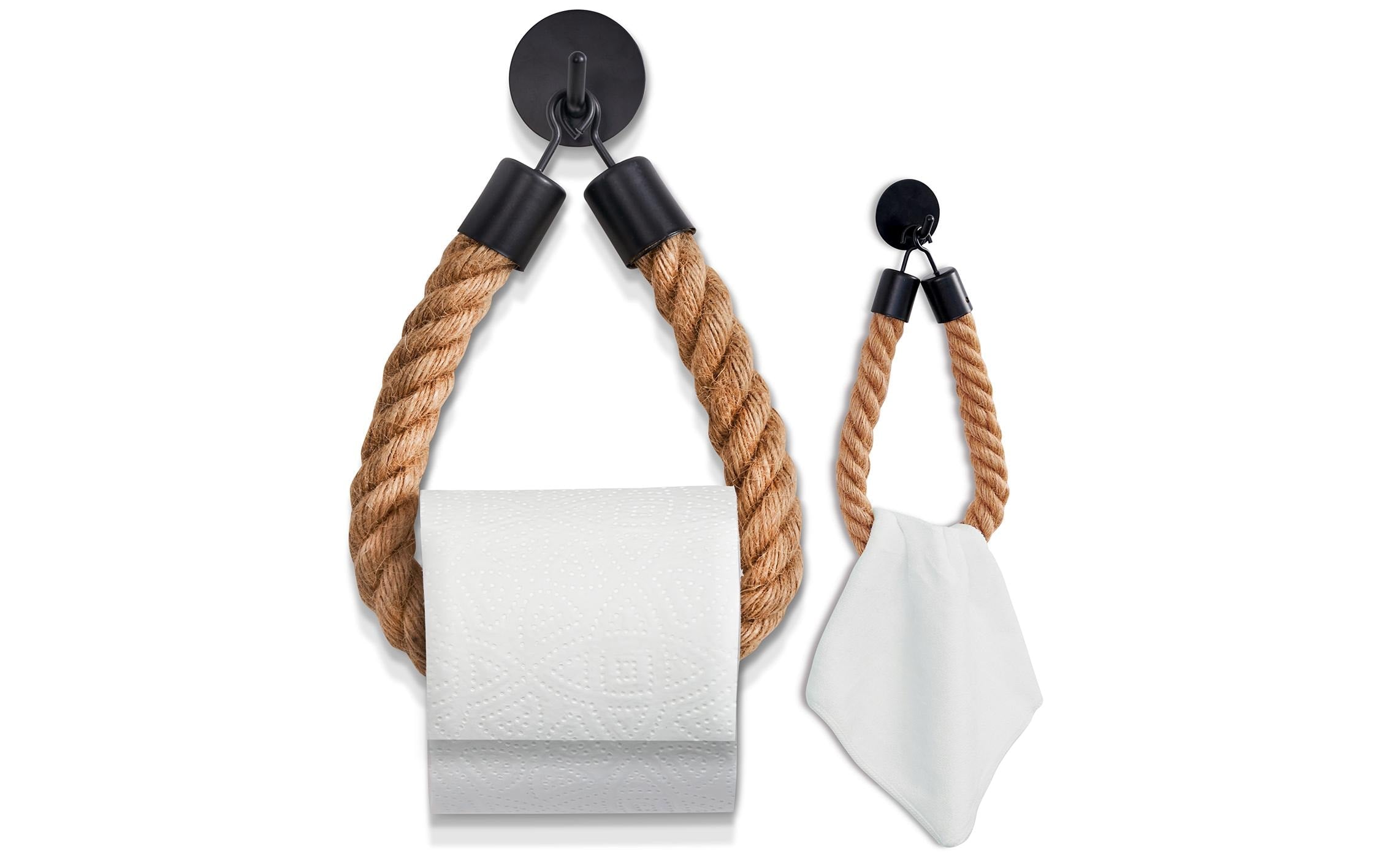 Hennez Toilettenpapierhalter Rope Stick Nature/Schwarz