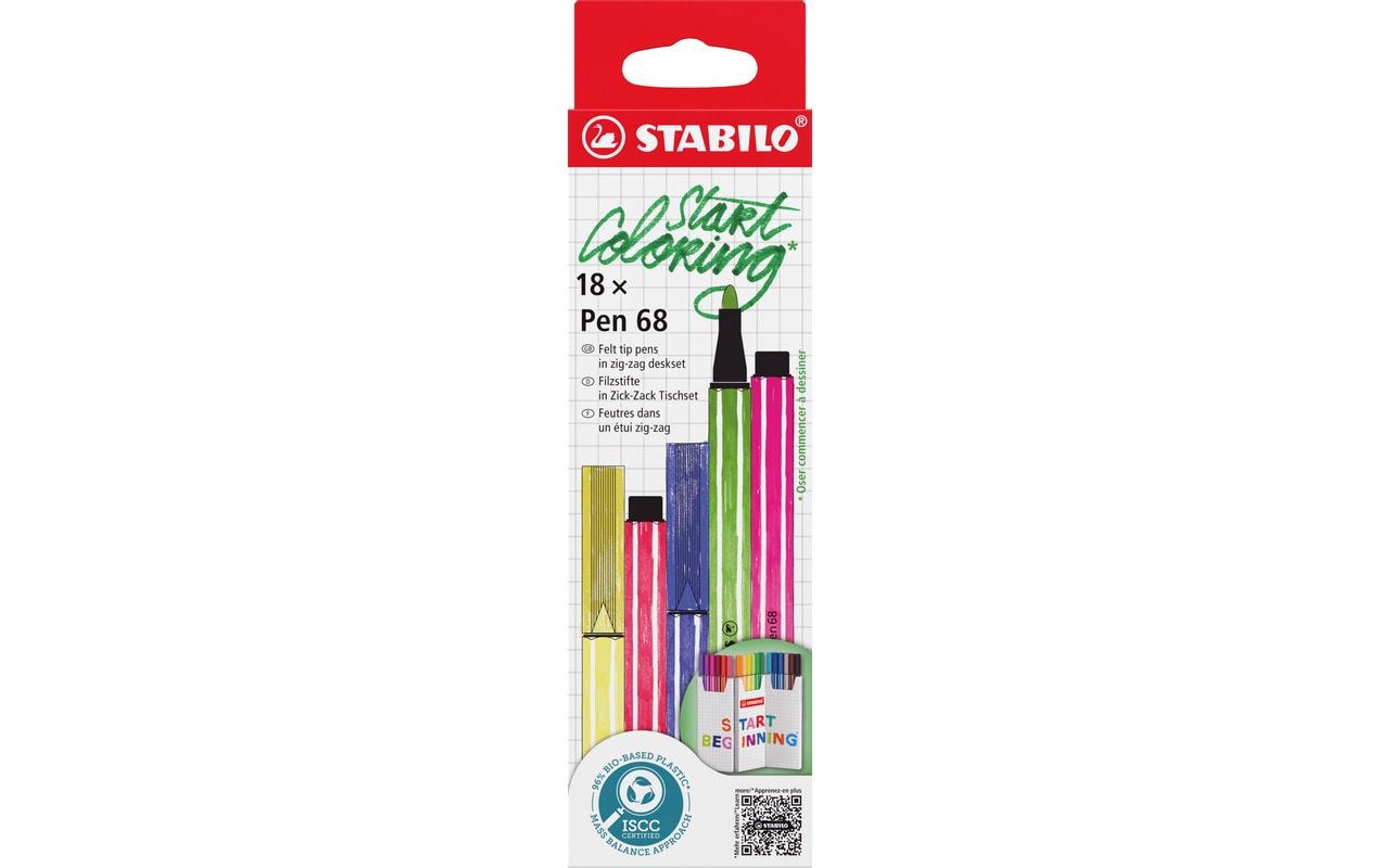 STABILO Filzstift Pen 68 Zick Zack 18er Etui