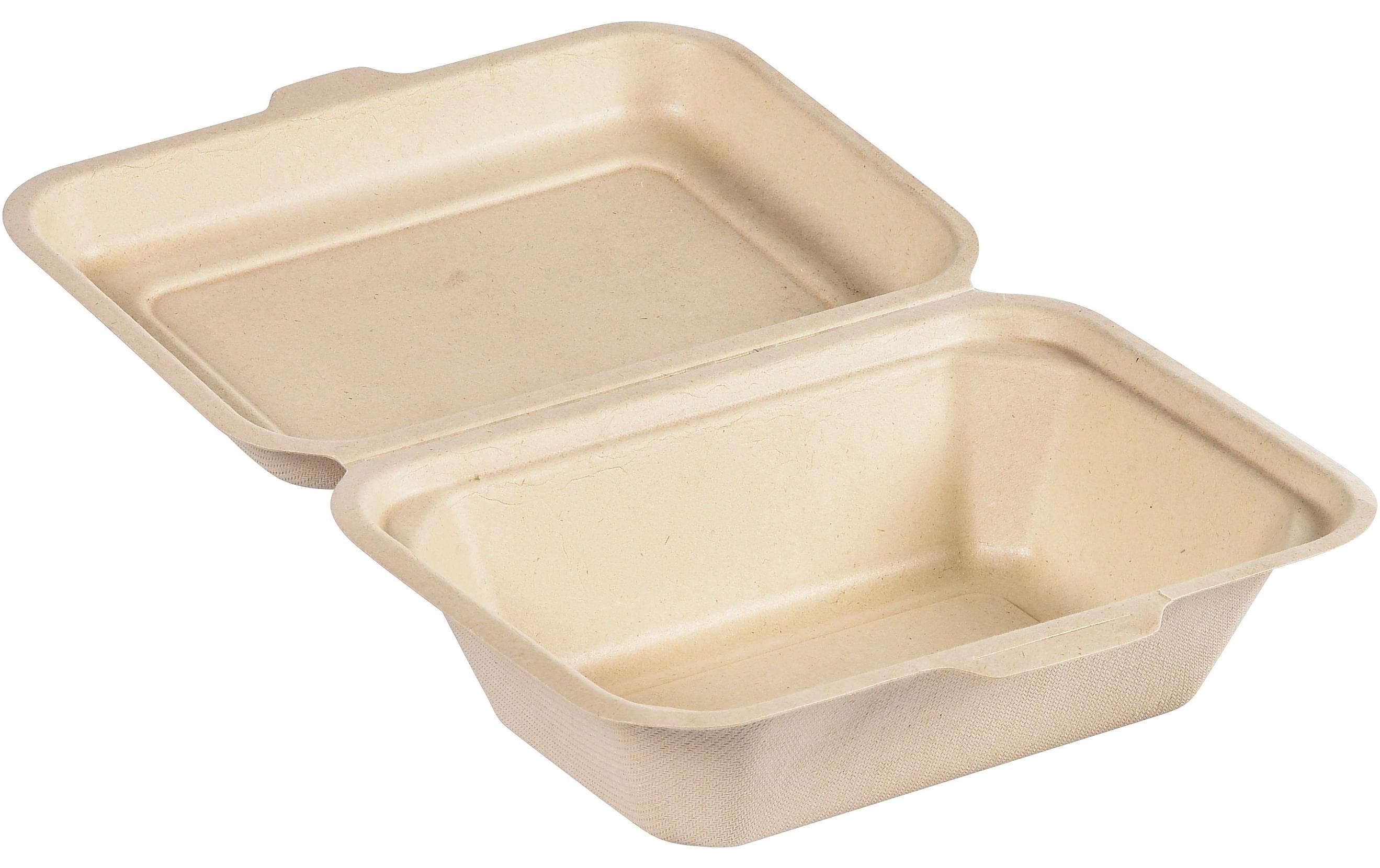 BioPak Menübox Hinged 600 ml Braun ungeteilt, 50 Stück