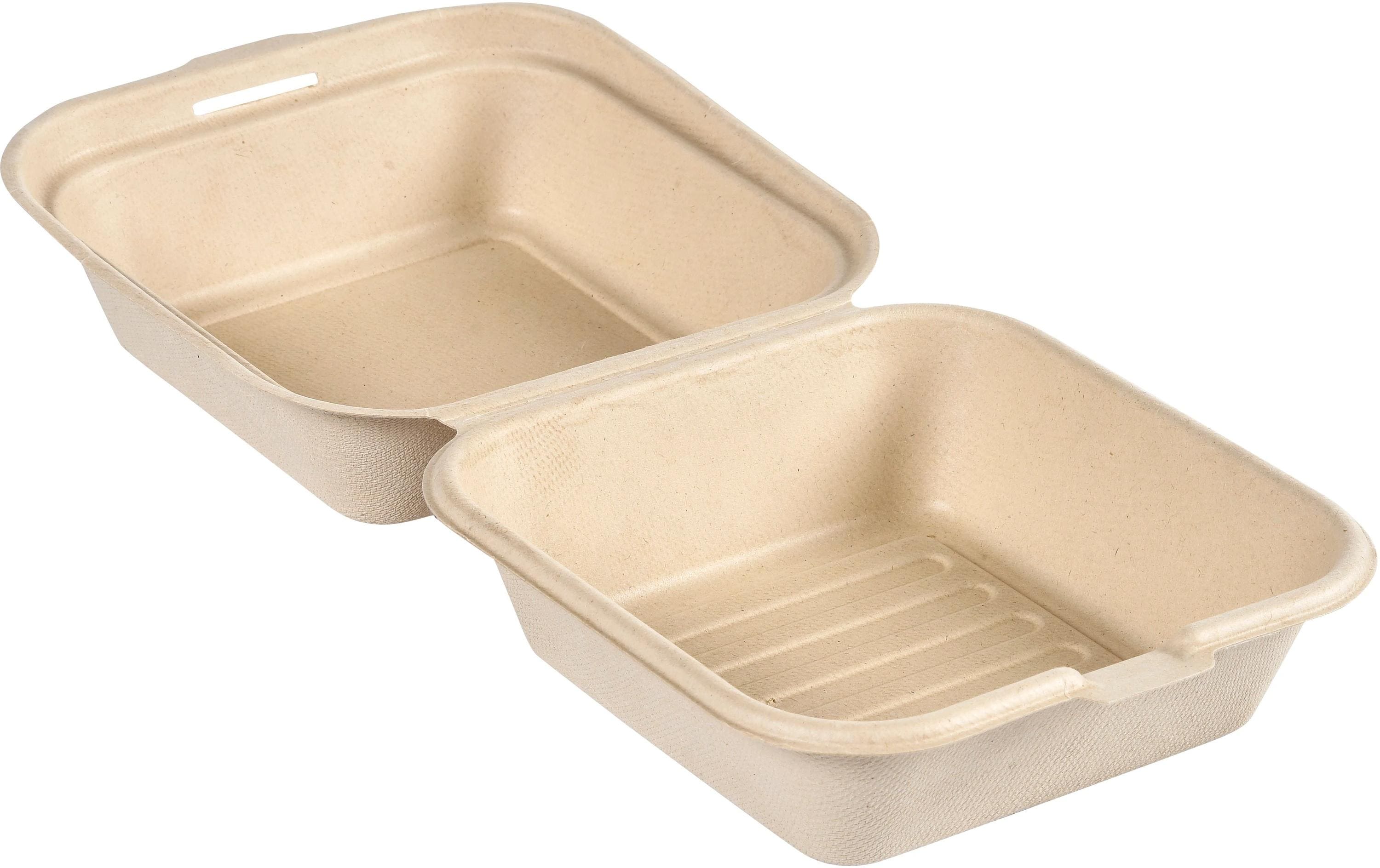 BioPak Menübox Hinged 475 ml Braun ungeteilt, 50 Stück