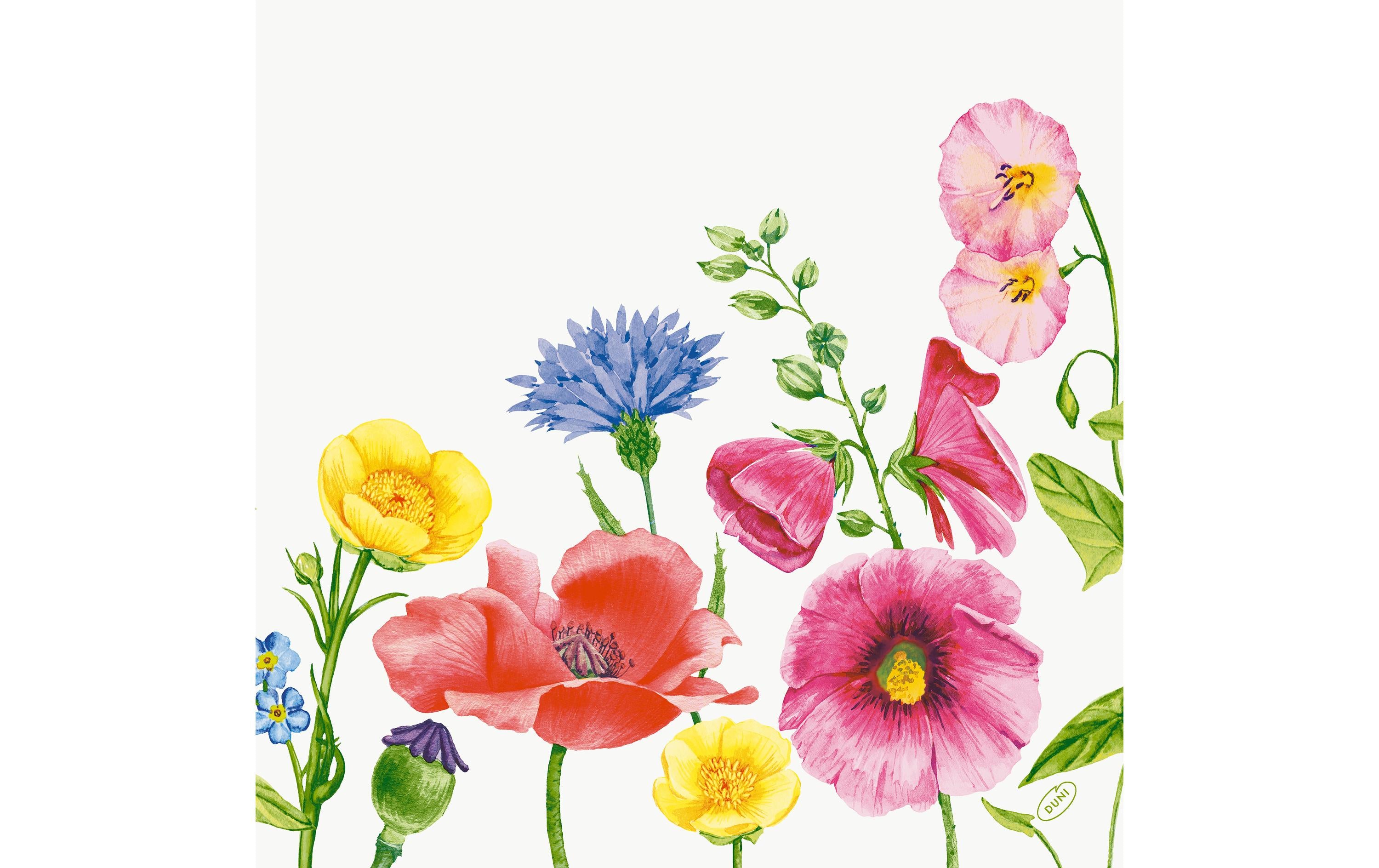 Duni Papierservietten Flowy 60 Stück, 40 x 40 cm, Mehrfarbig