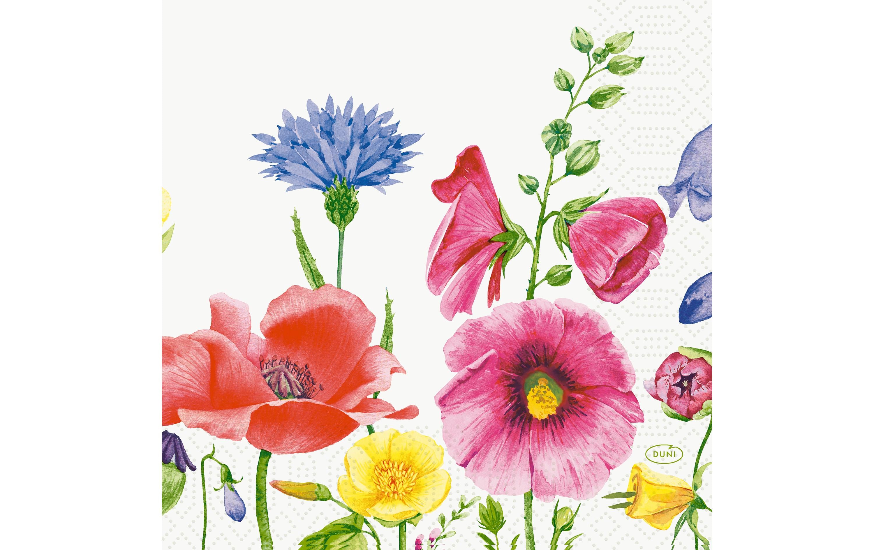 Duni Papierservietten Flowy 250 Stück, 33 x 33 cm, Mehrfarbig