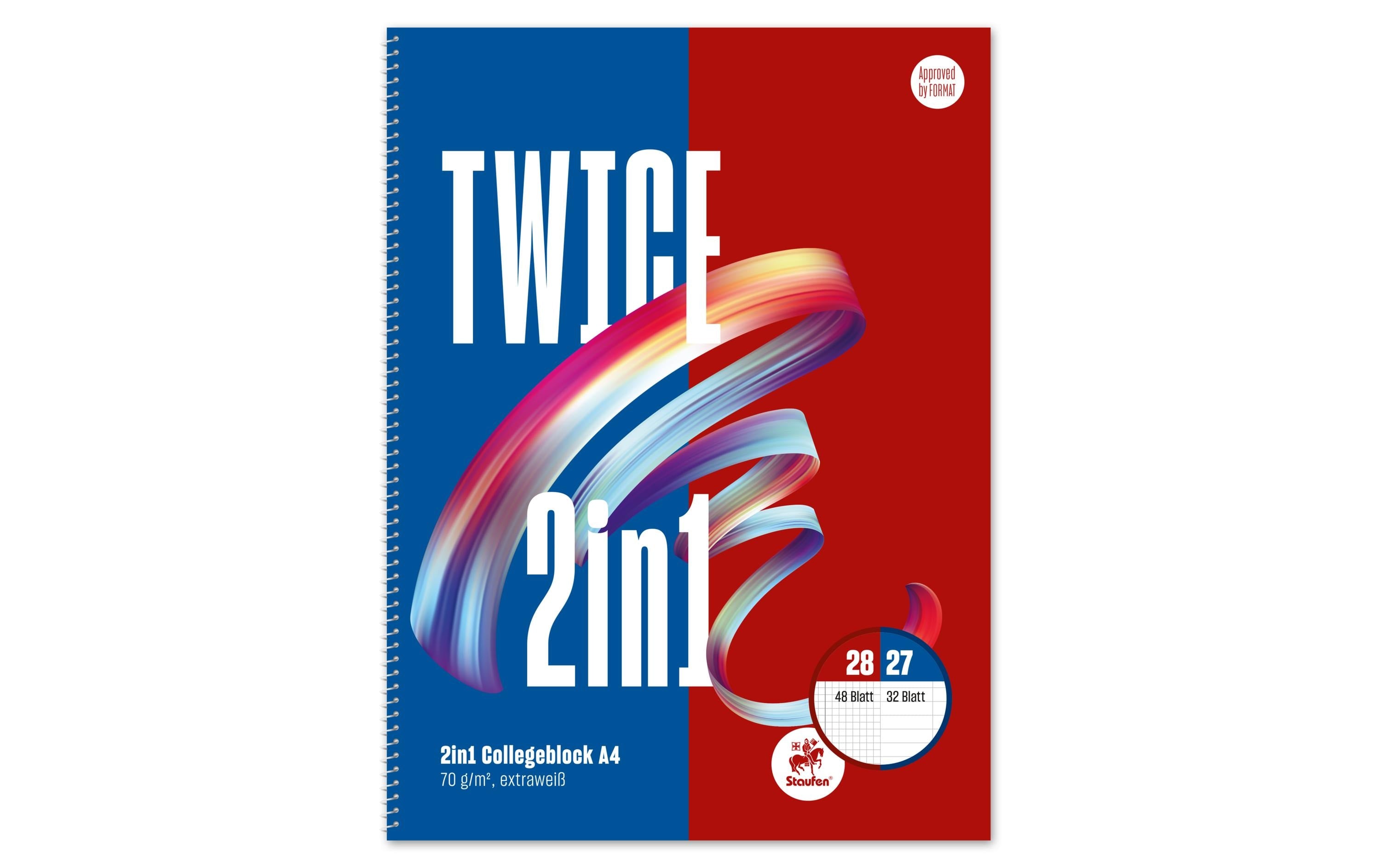 Ursusgreen Notizbuch Twice Spiral A4, 80 Blatt, kariert / liniert