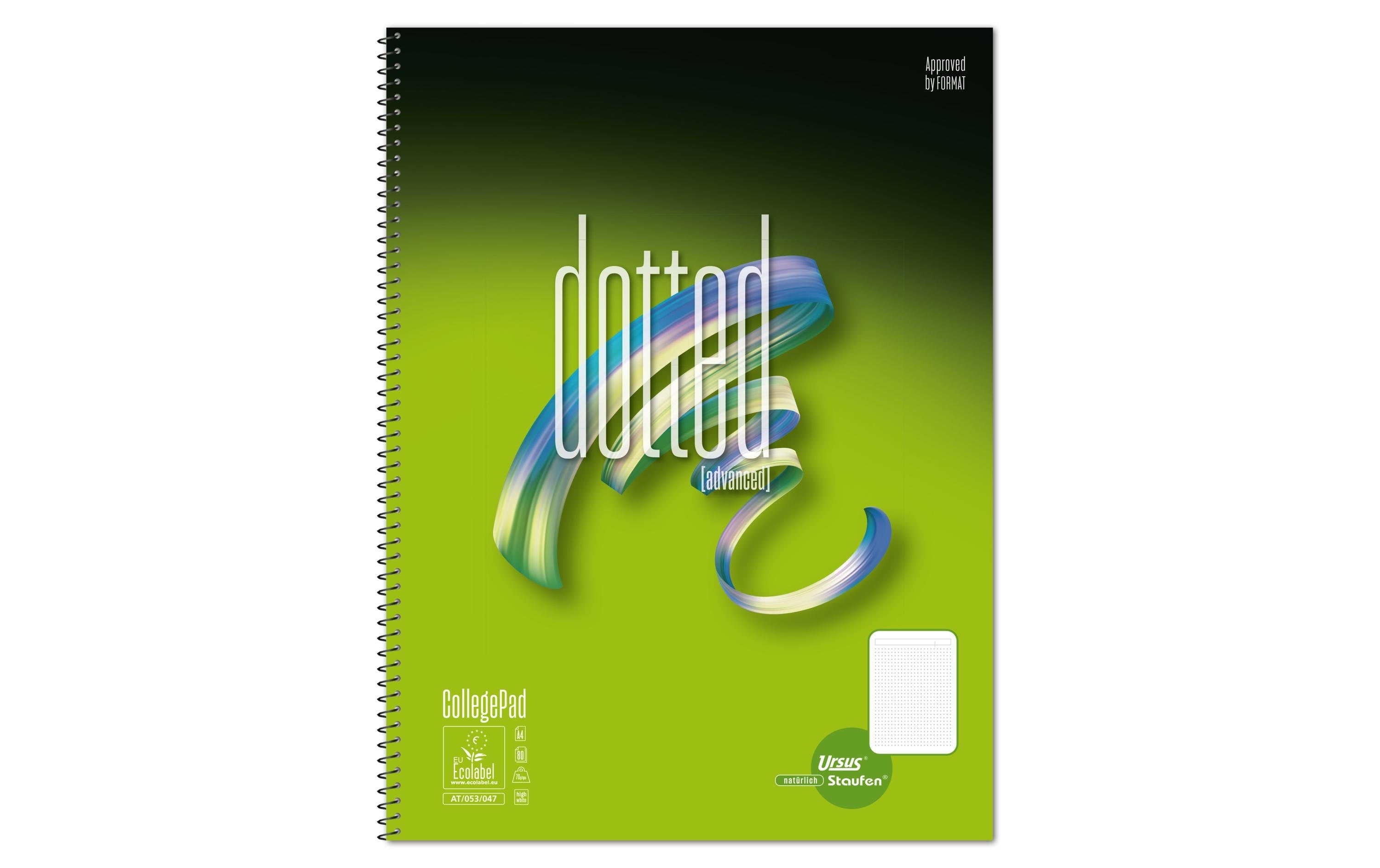 Ursusgreen Notizbuch Dotted Spiral A4, 80 Blatt, dotted