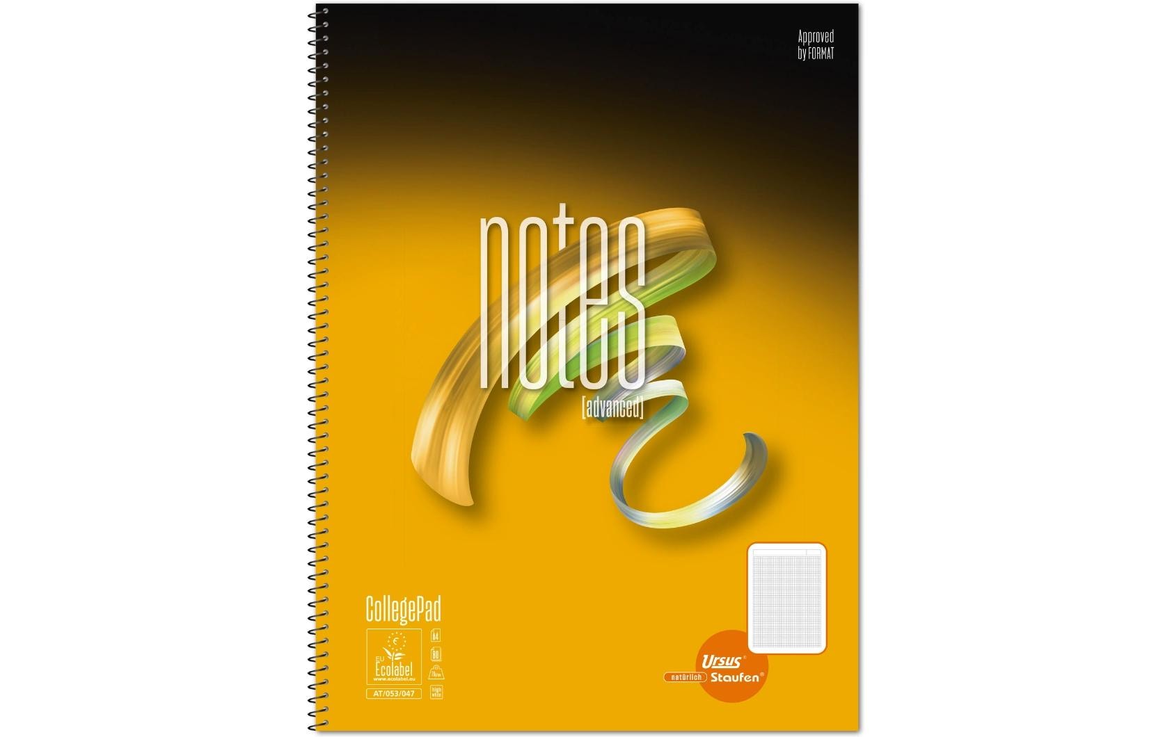 Ursusgreen Notizbuch Notes Spiral A4, 80 Blatt, kariert