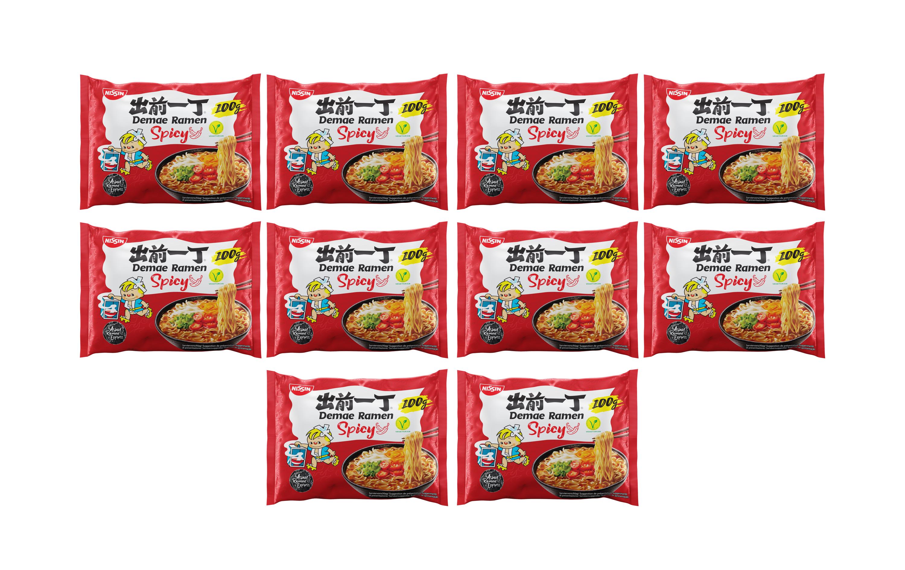 Nissin Food Demae Ramen Nudelsuppe Spicy 10 x 100 g