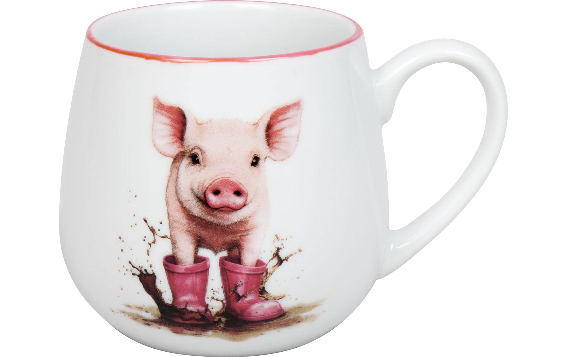 Könitz Universaltasse Tapsiges Schweinchen 400 ml, Weiss
