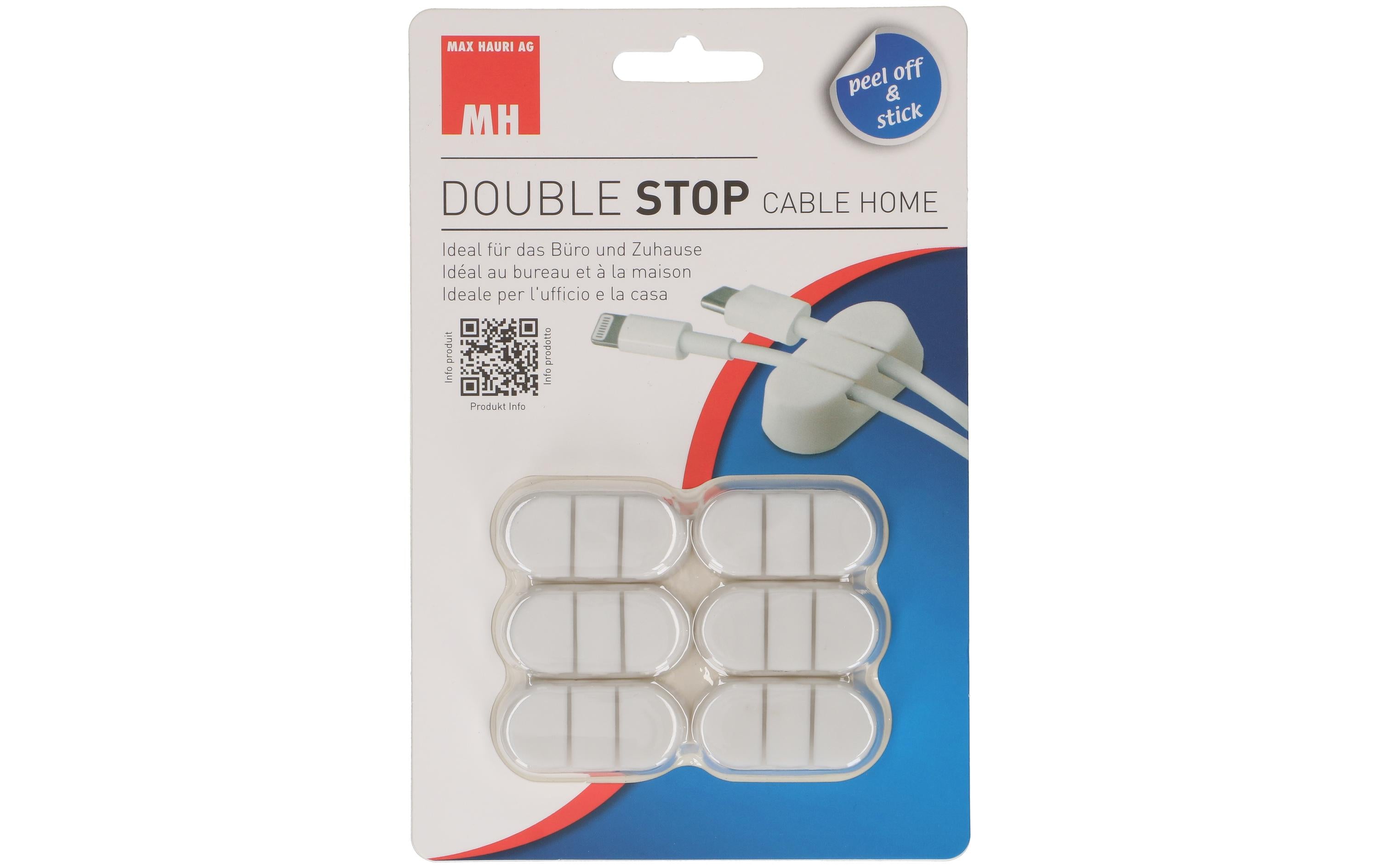 Max Hauri Kabelhalter Double Stop Set 6 x Weiss, 1 Stück