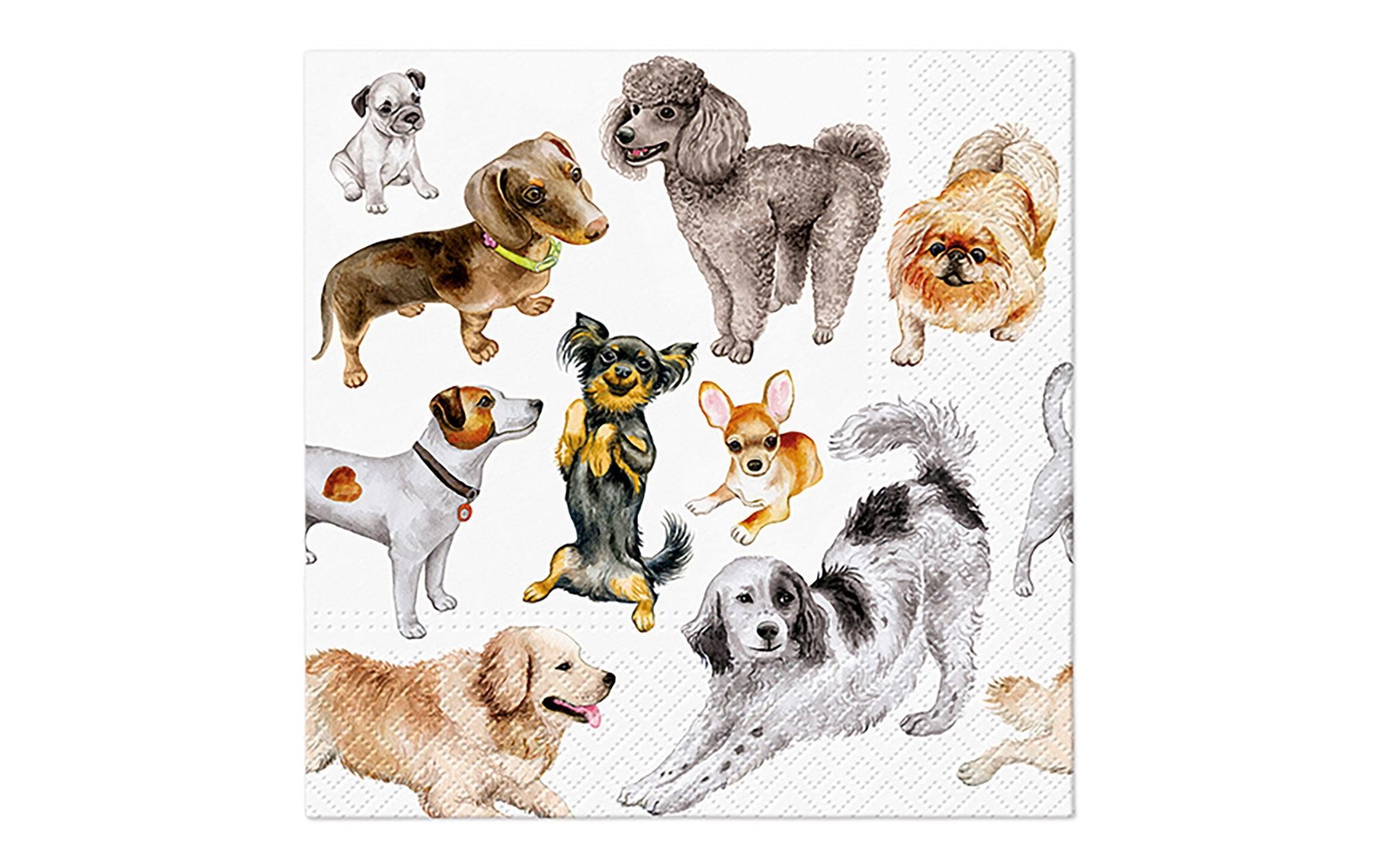 G. Wurm Papierservietten Hunde 33 cm x 33 cm, 20 Stück