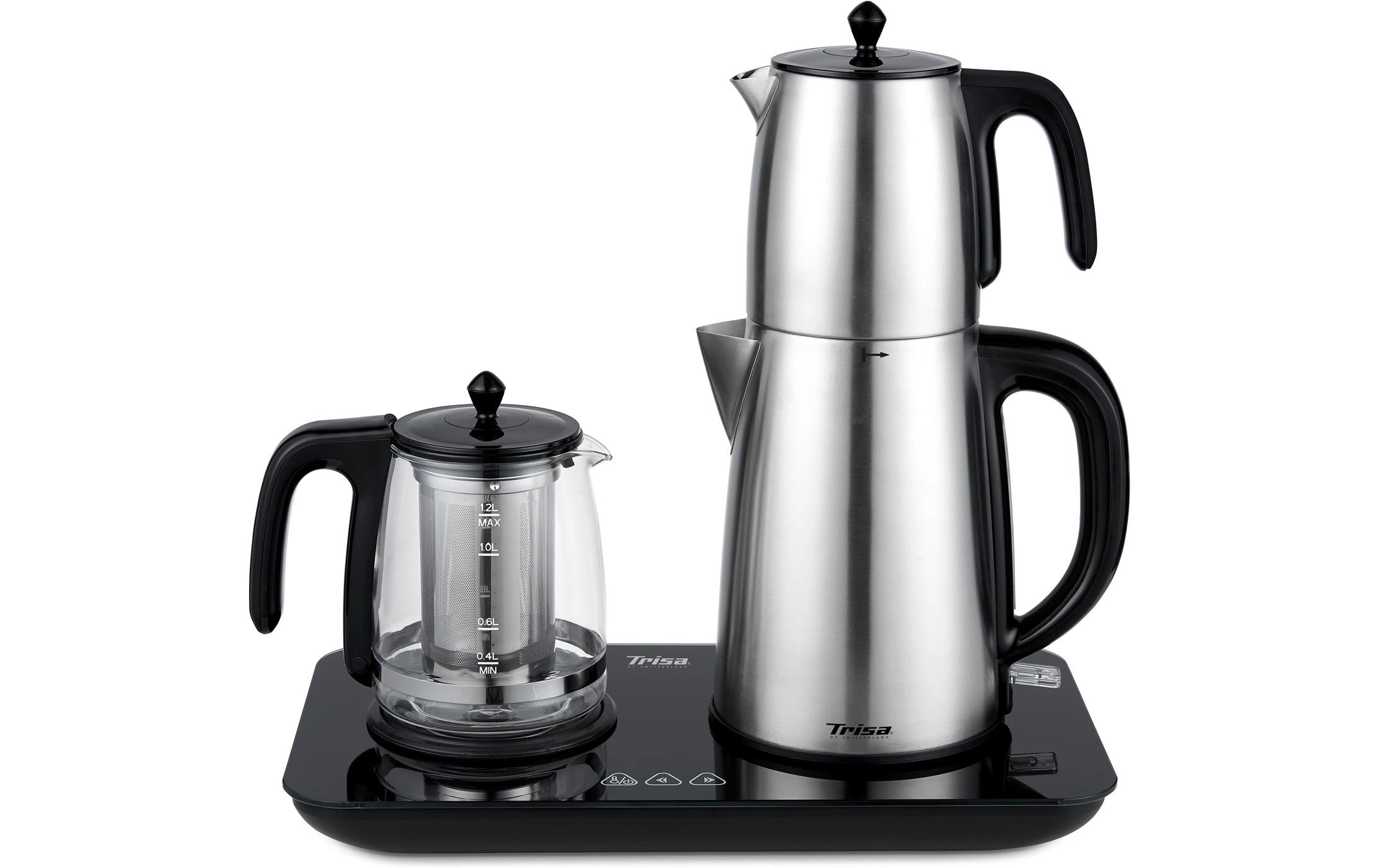 Trisa Wasserkocher Tea Time Party 1.7 l, Schwarz/Silber