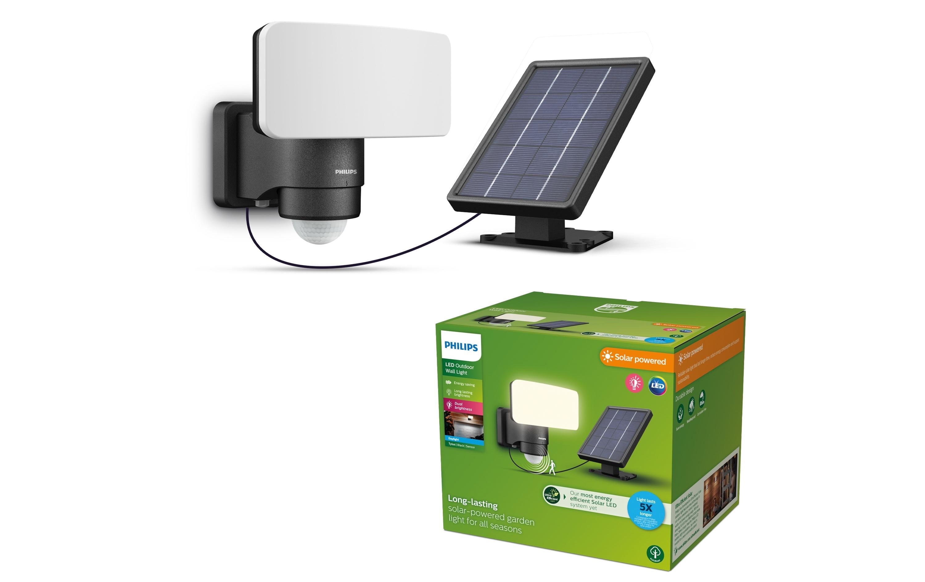 Philips Tylus Flutlicht Solar UE 5000K schwarz