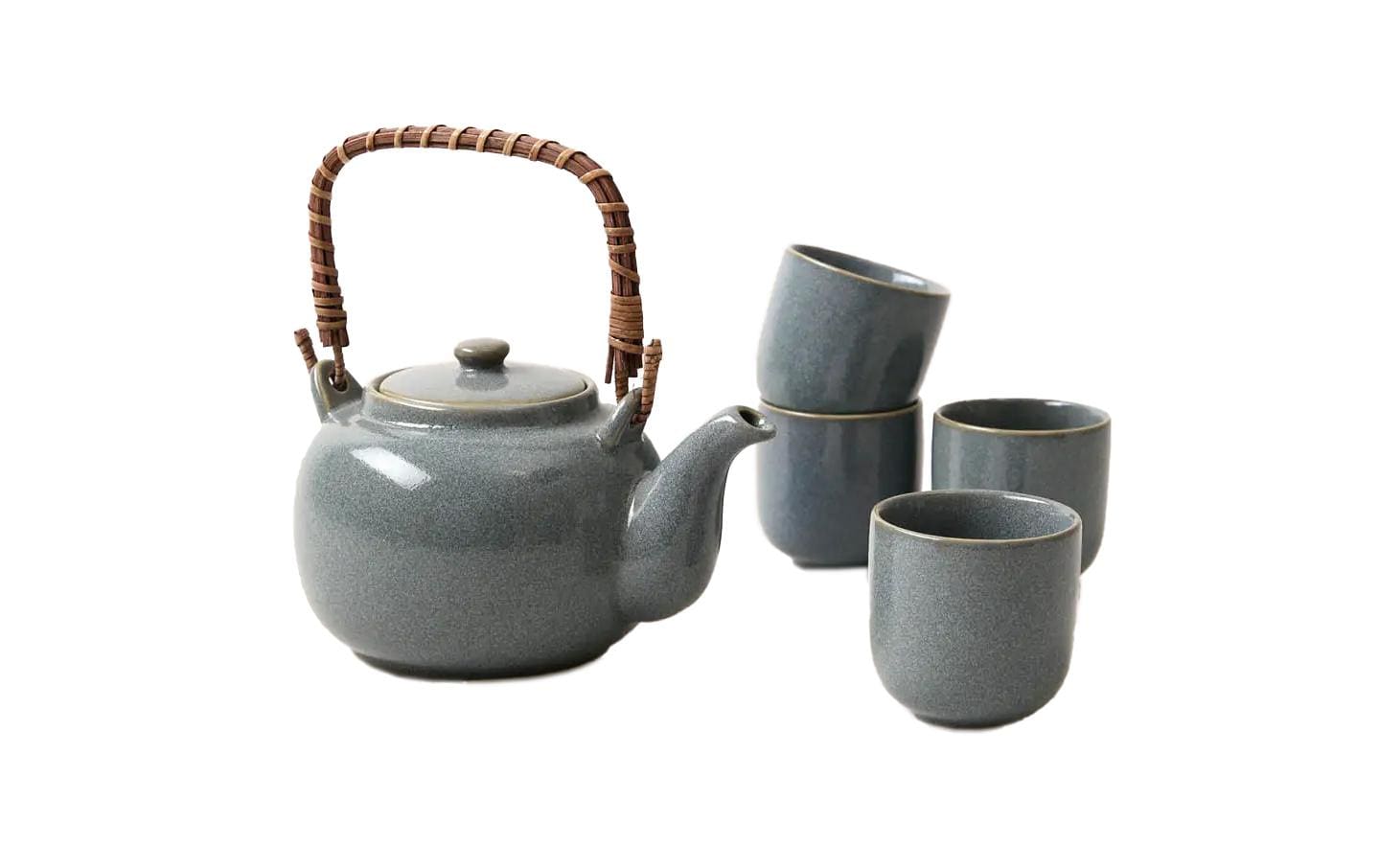 Esmée Tee-Set Japandi Krug & 4 Tassen 0.7 l, Blaugrau