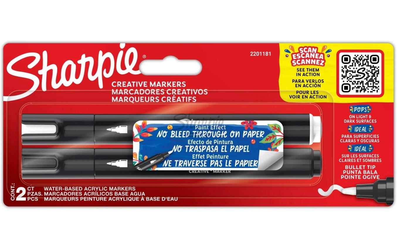 Sharpie Acrylmarker Creative, Schwarz / Weiss, 2er Blister