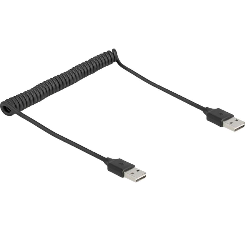 Delock USB 2.0-Spiralkabel USB A - USB A 0.8 m