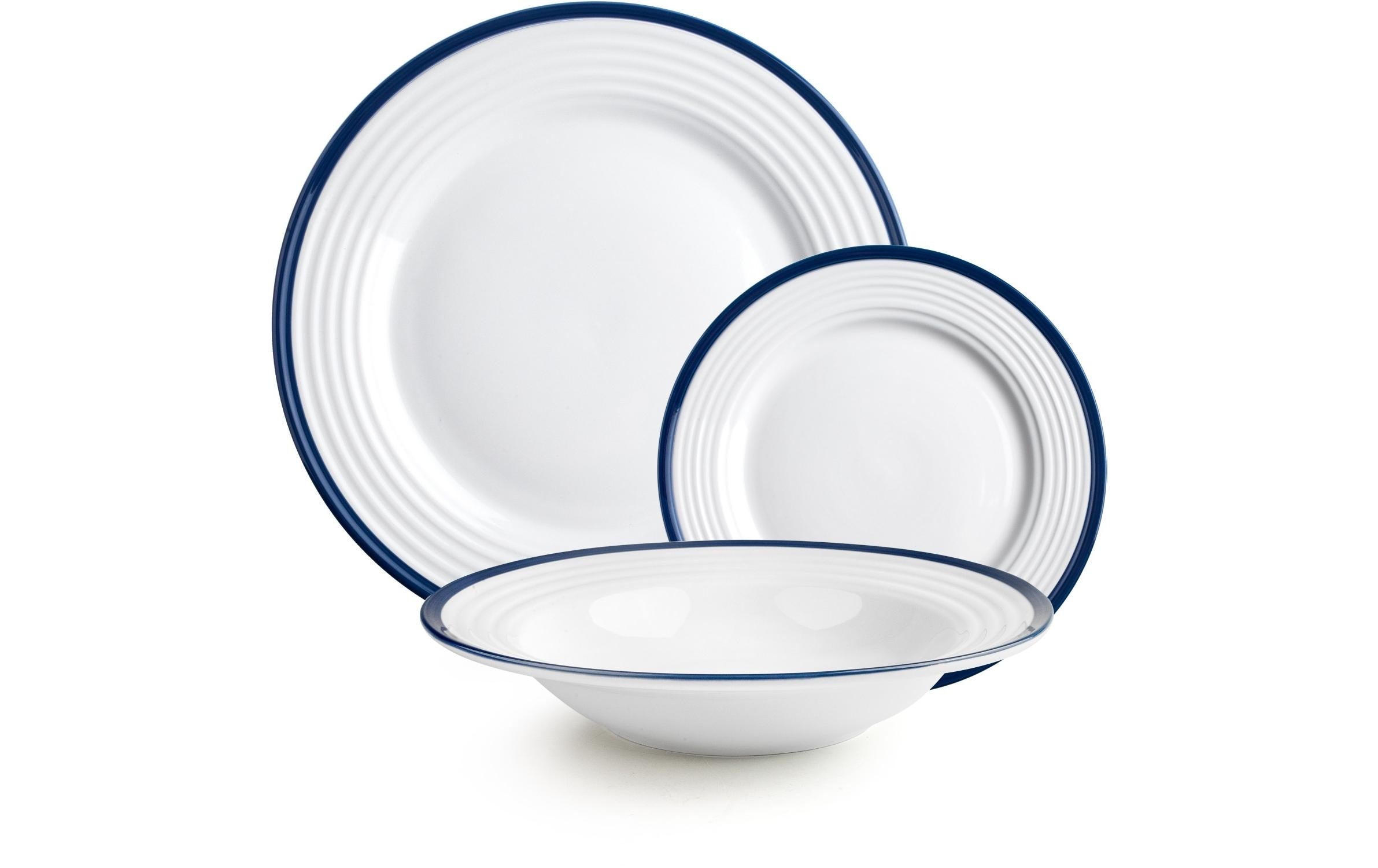 Ibili Teller-Set Provence 27.1-22.8-19.5 cm 12 Stück, Blau/Weiss