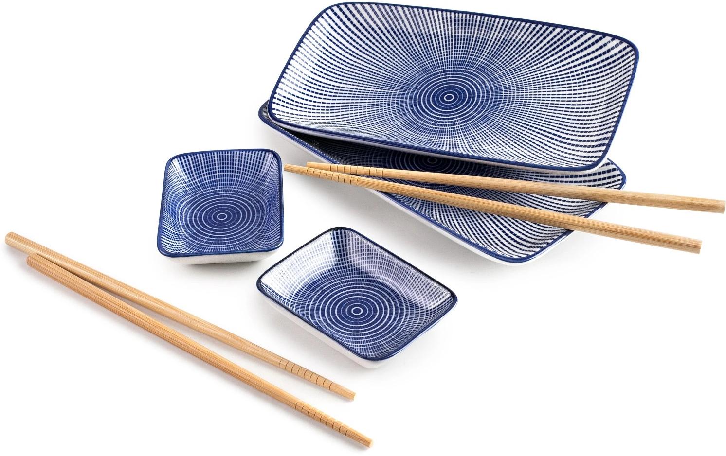 Ibili Sushi-Set 6-teilig, Blau/Weiss