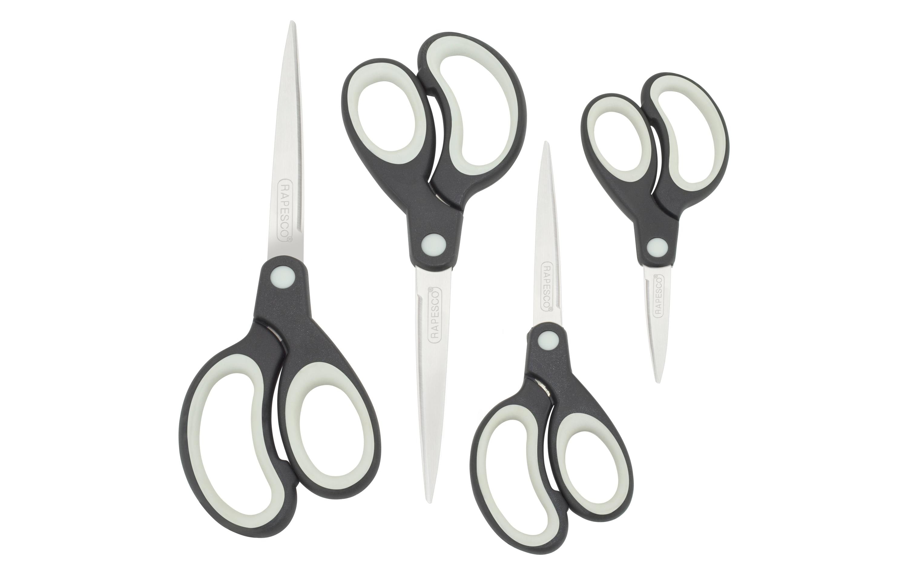 Rapesco Schere Soft Grip Schwarz/Grau, 4 Stück, Edelstahl, Universal