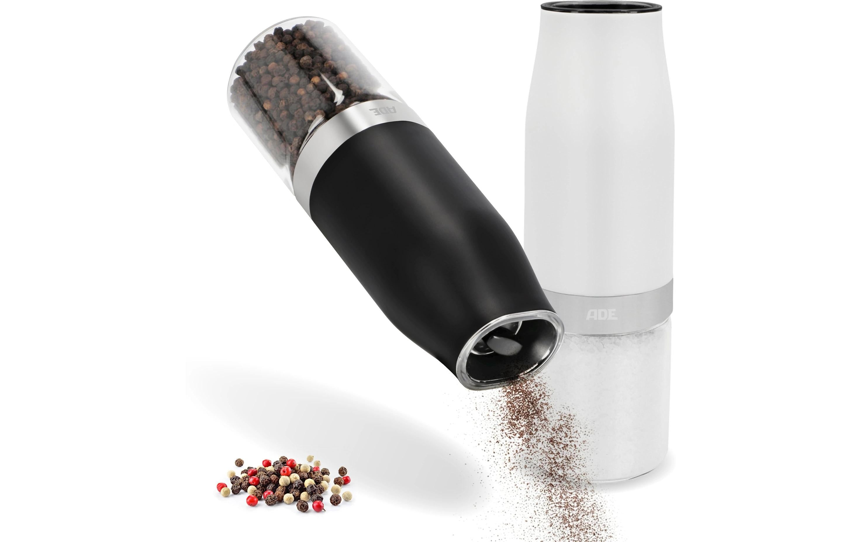 ADE Salz- und Pfeffermühle 2er Set 18.3 cm, Schwarz/Weiss