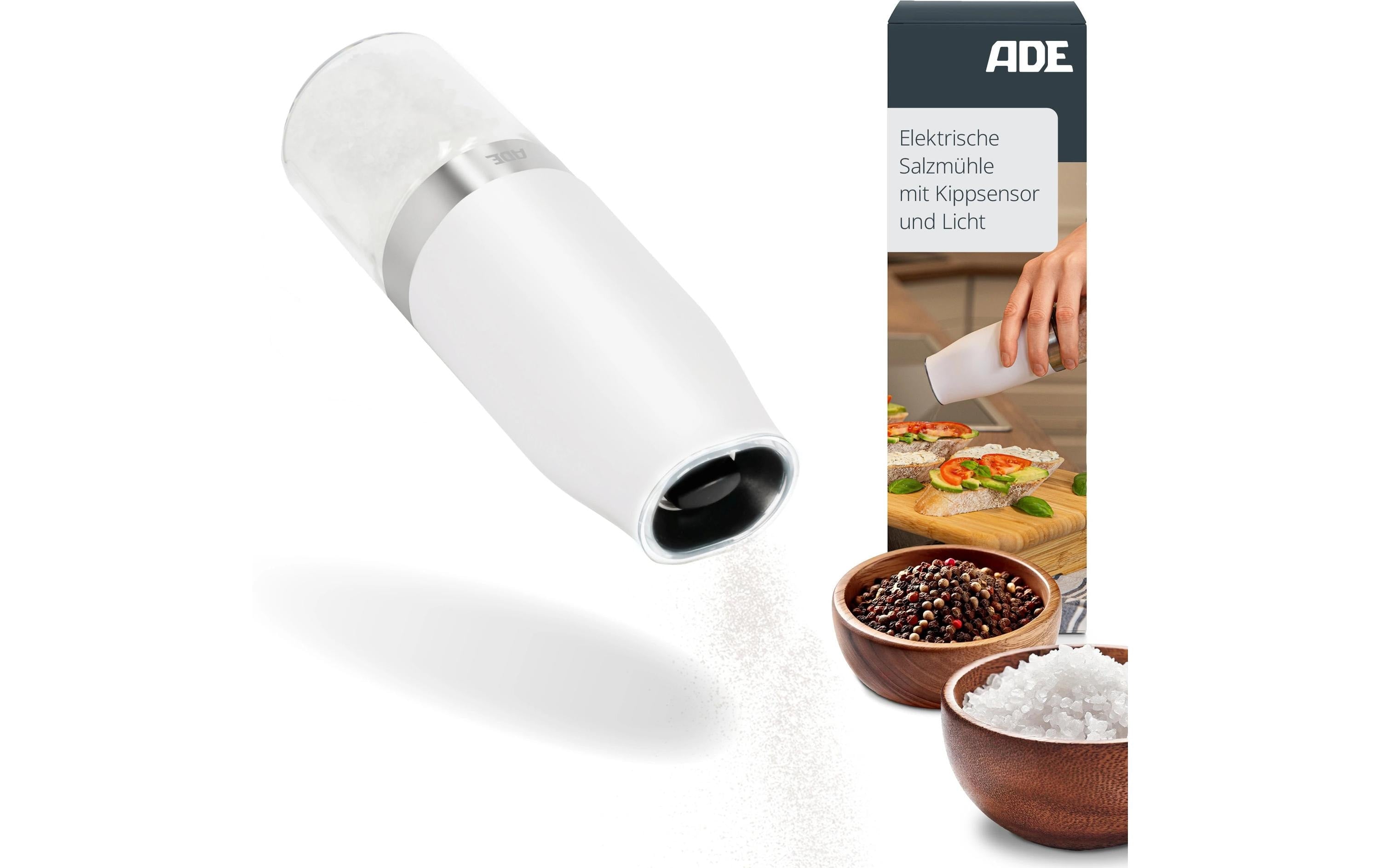 ADE Salz- und Pfeffermühle 18.3 cm, Weiss