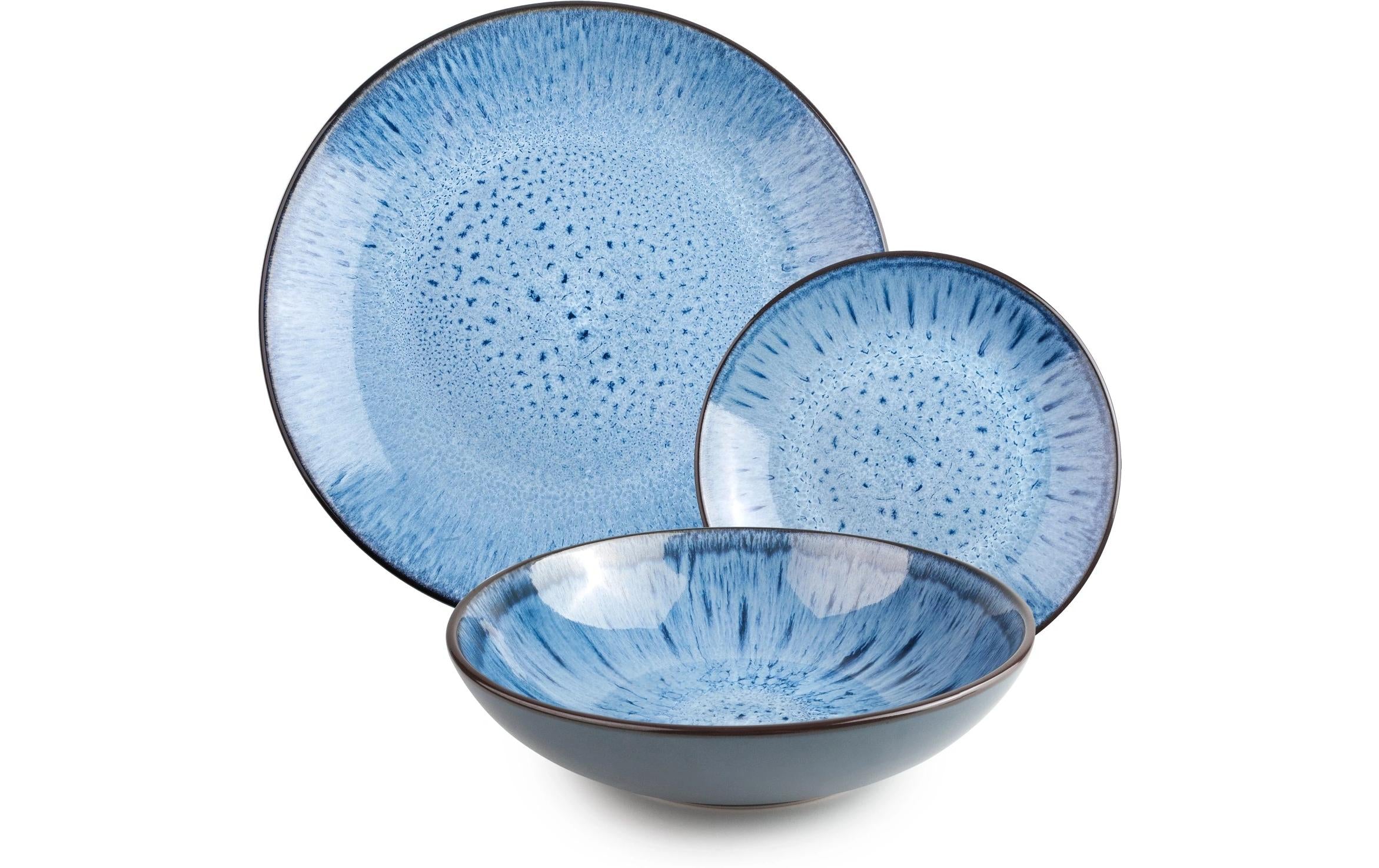 Ibili Teller-Set Normandia 12 Stück, Blau