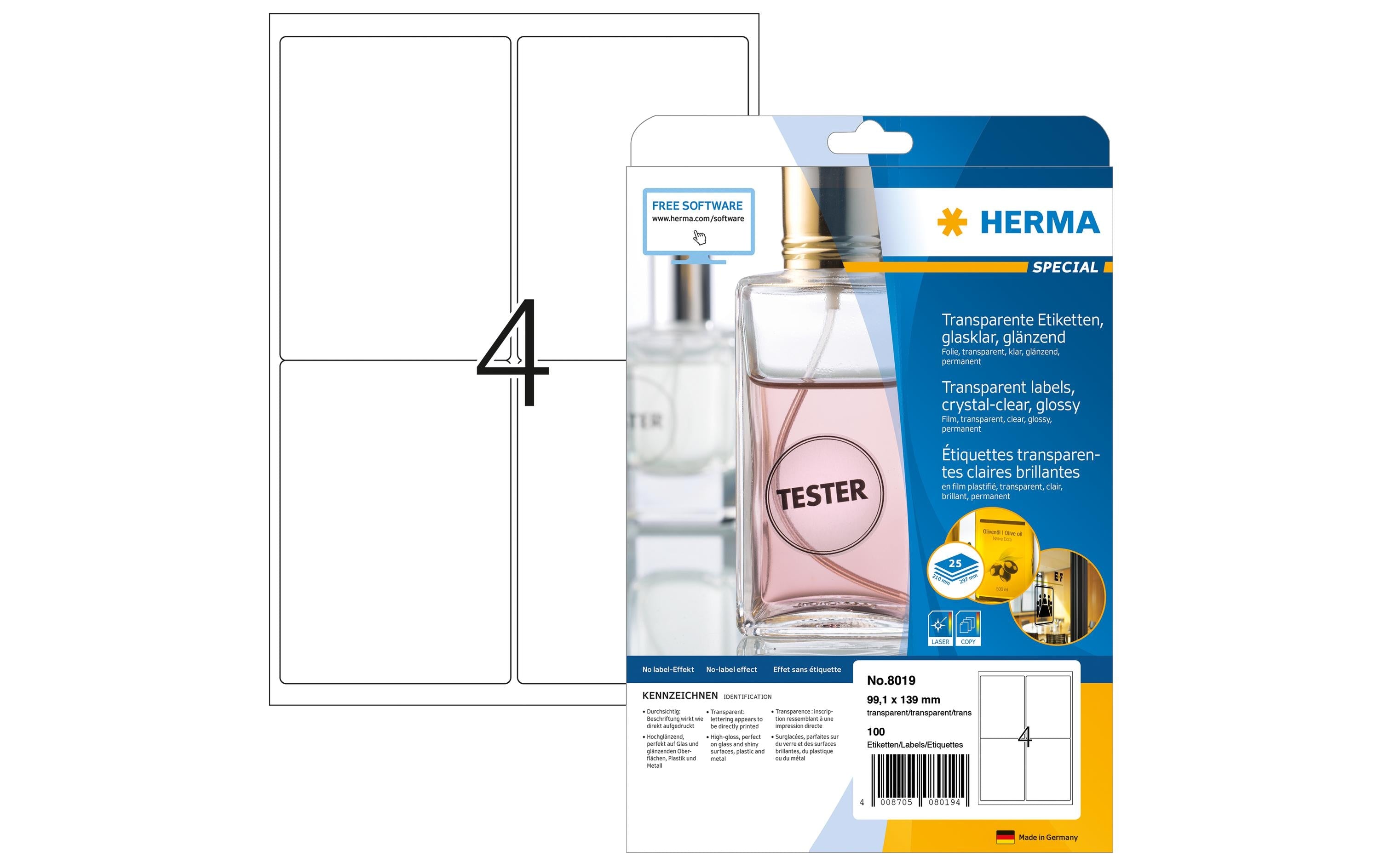 HERMA Folien-Etiketten 96 x 50.8 mm, 25 Blatt