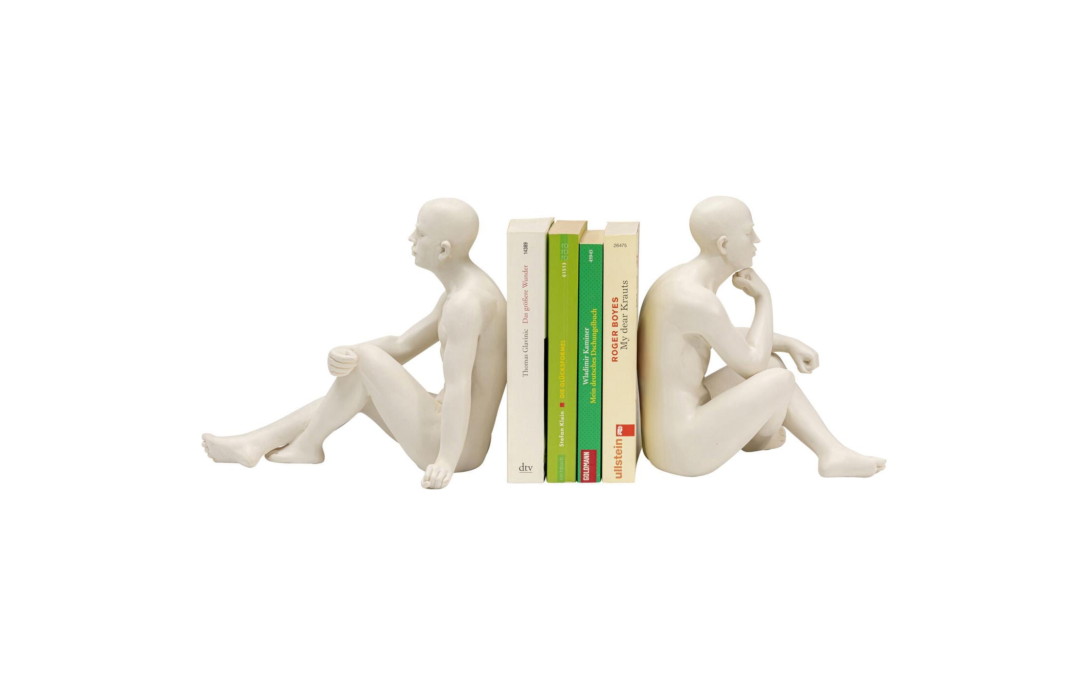 Kare Buchstütze Meditating Man 2er Set, Beige