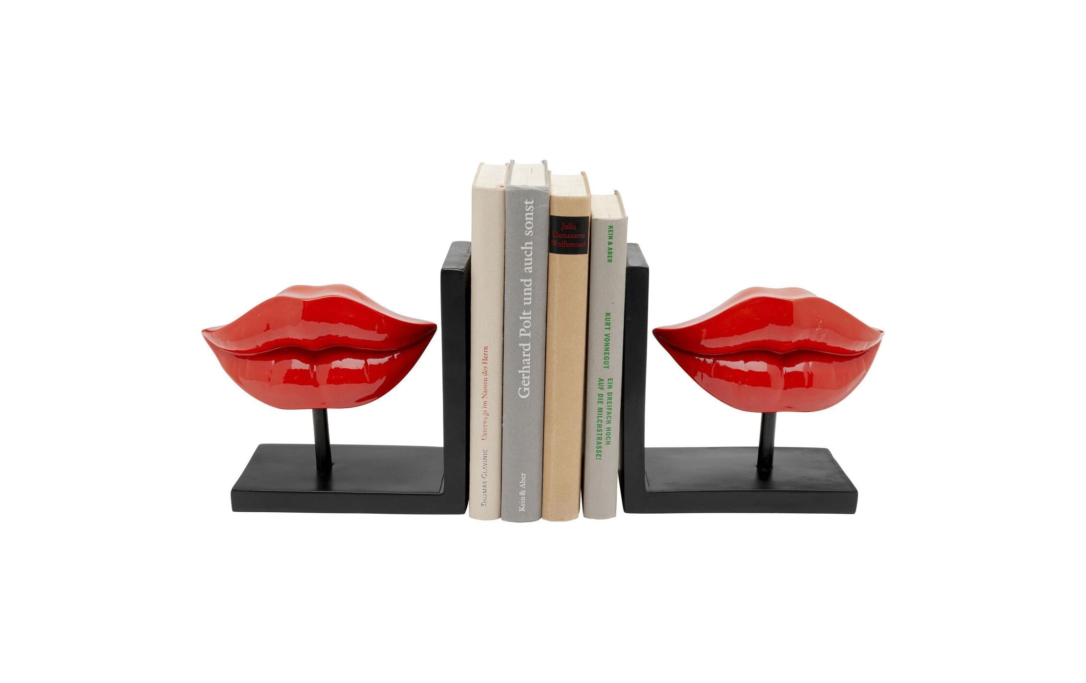 Kare Buchstütze Lips 2er Set, Rot/Schwarz