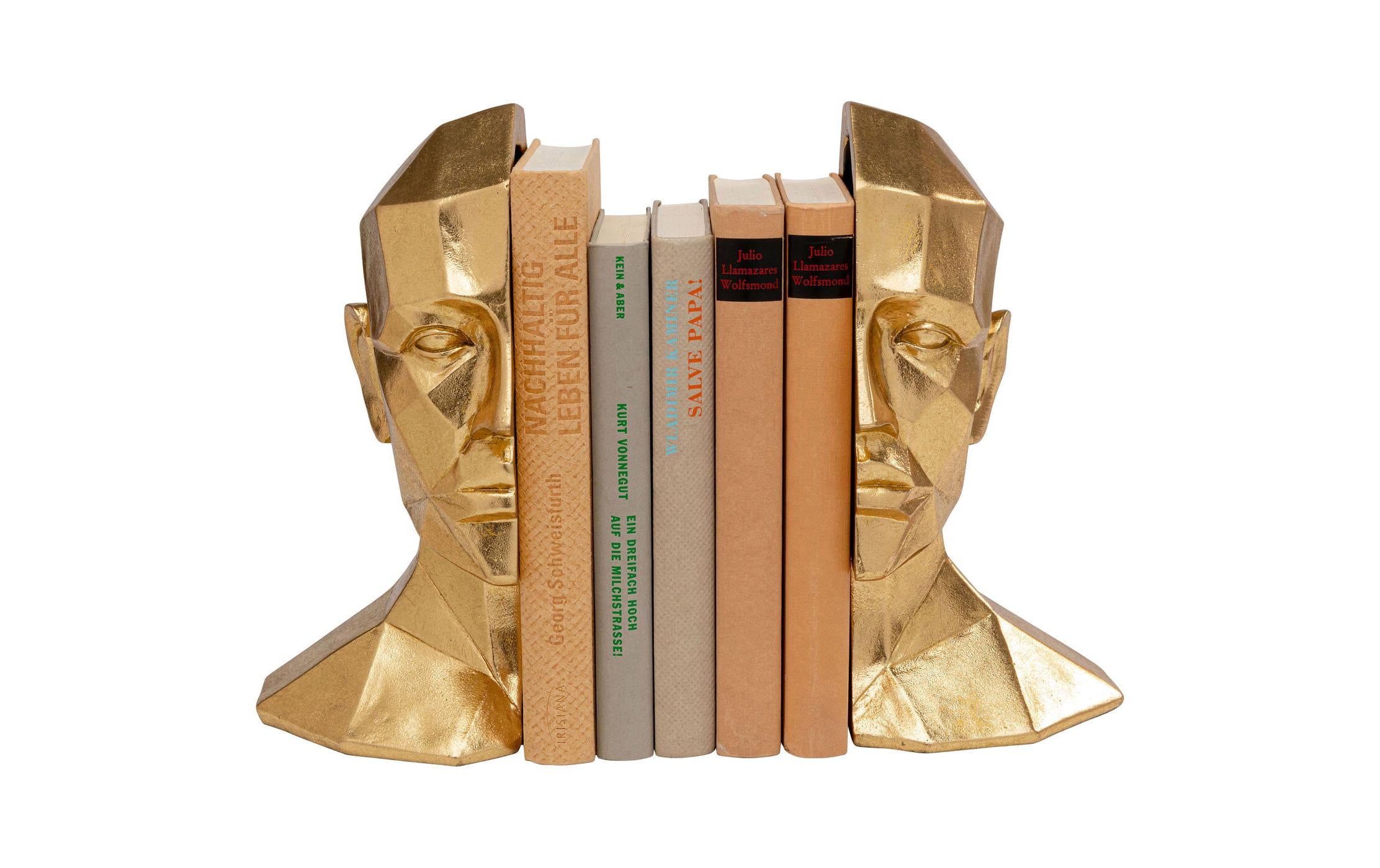 Kare Buchstütze Face 2er Set, Gold