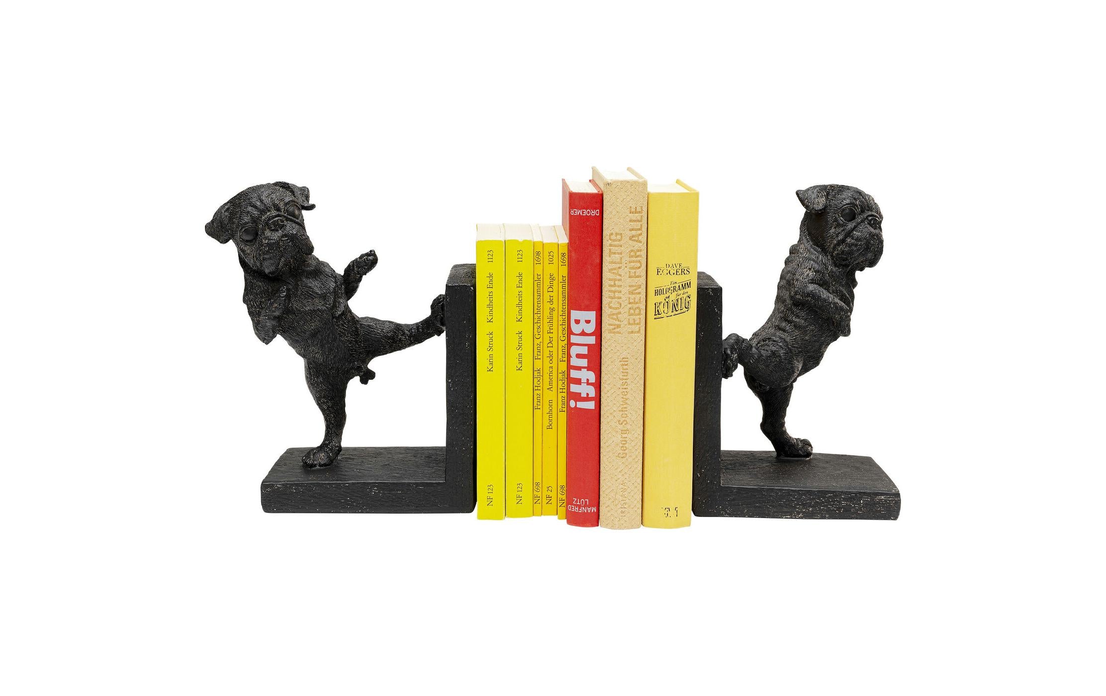 Kare Buchstütze Dancing Dogs 2er Set, Schwarz