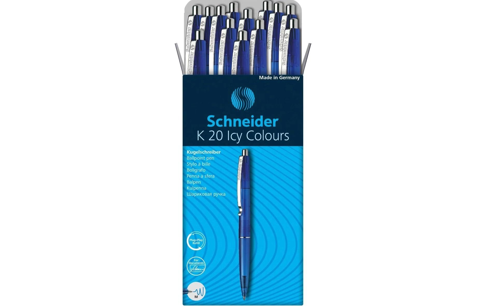 Schneider Kugelschreiber K20 ICY Blau, 20 Stück