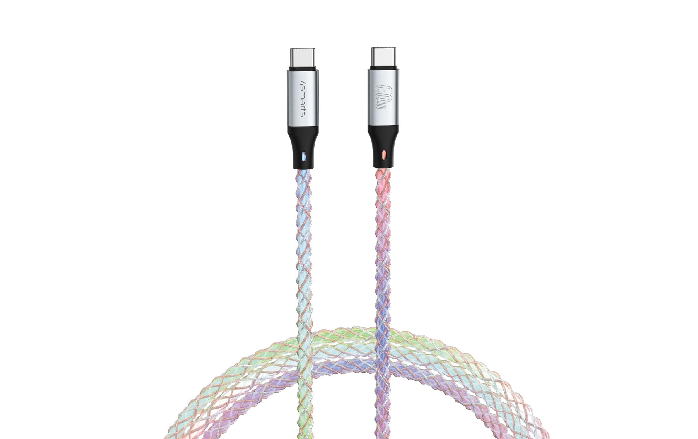 4smarts USB 2.0-Kabel USB-C RGBCord 60W USB C - USB C 1.5 m