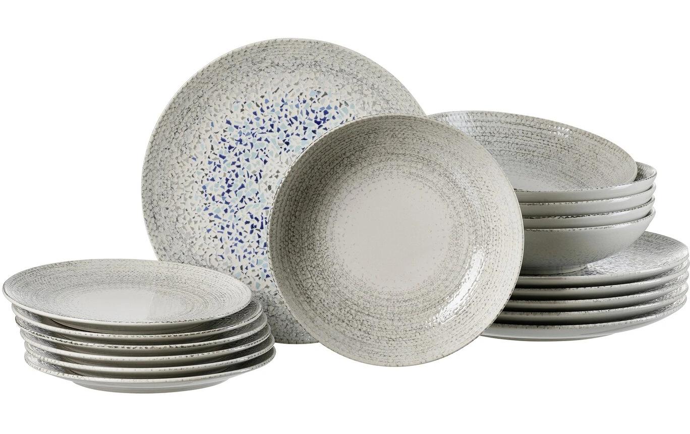 Ritzenhoff & Breker Speise-Service Rimini 18-teilig, Grau/Blau