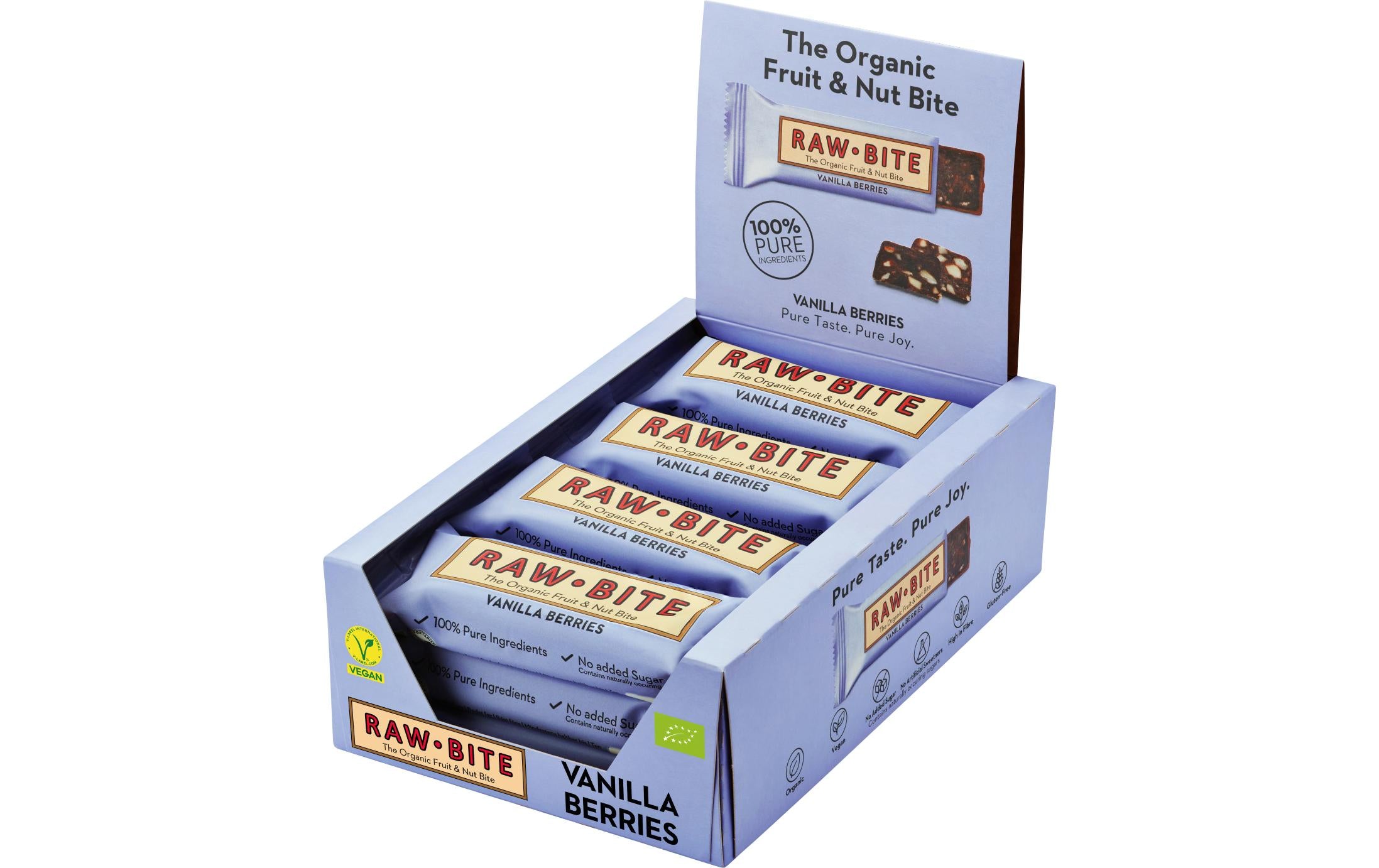 Rawbite Rohkostriegel Beeren-Vanille, 12 x 50g