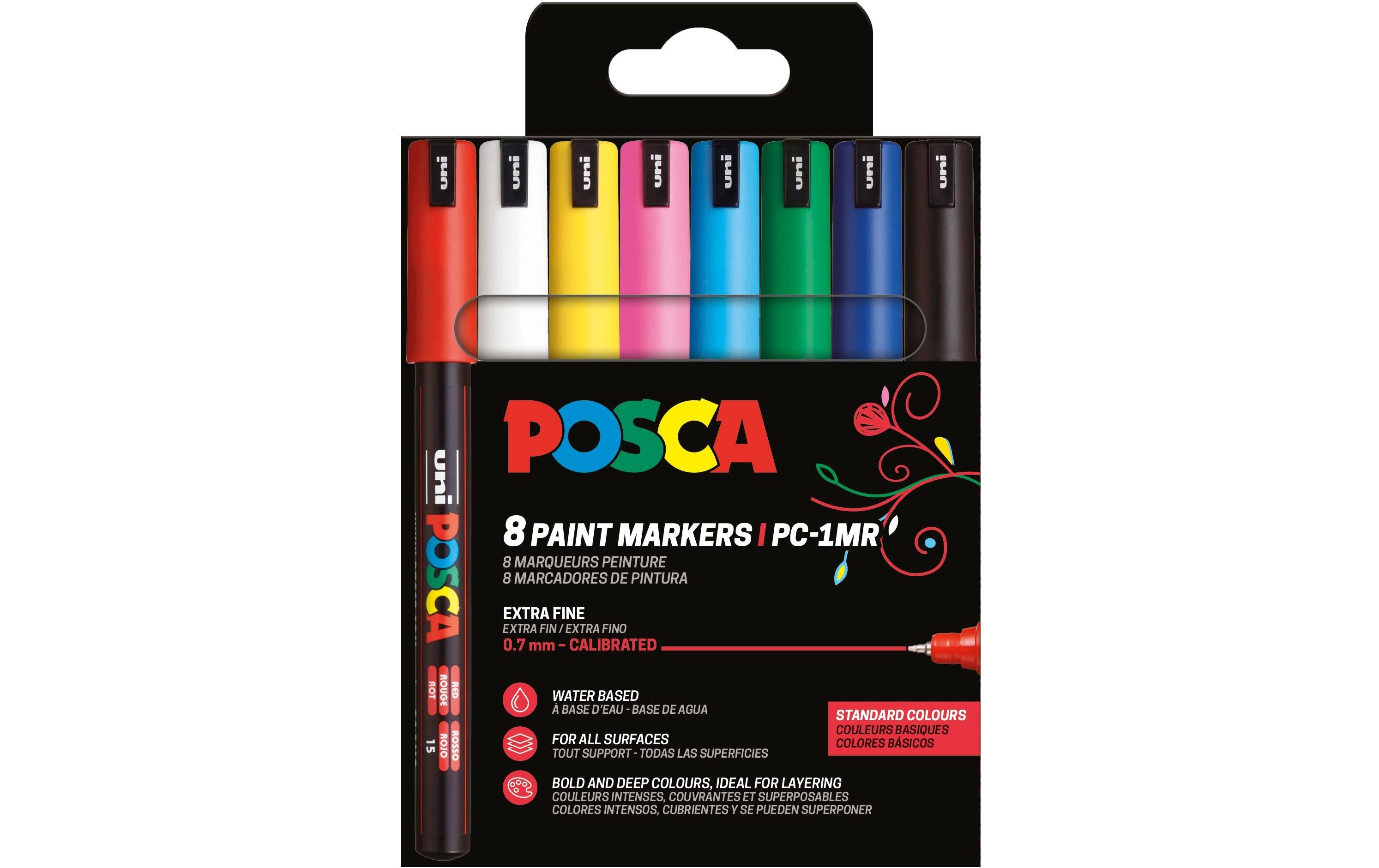Uni Permanent-Marker POSCA 0.7 mm, 8 Stück