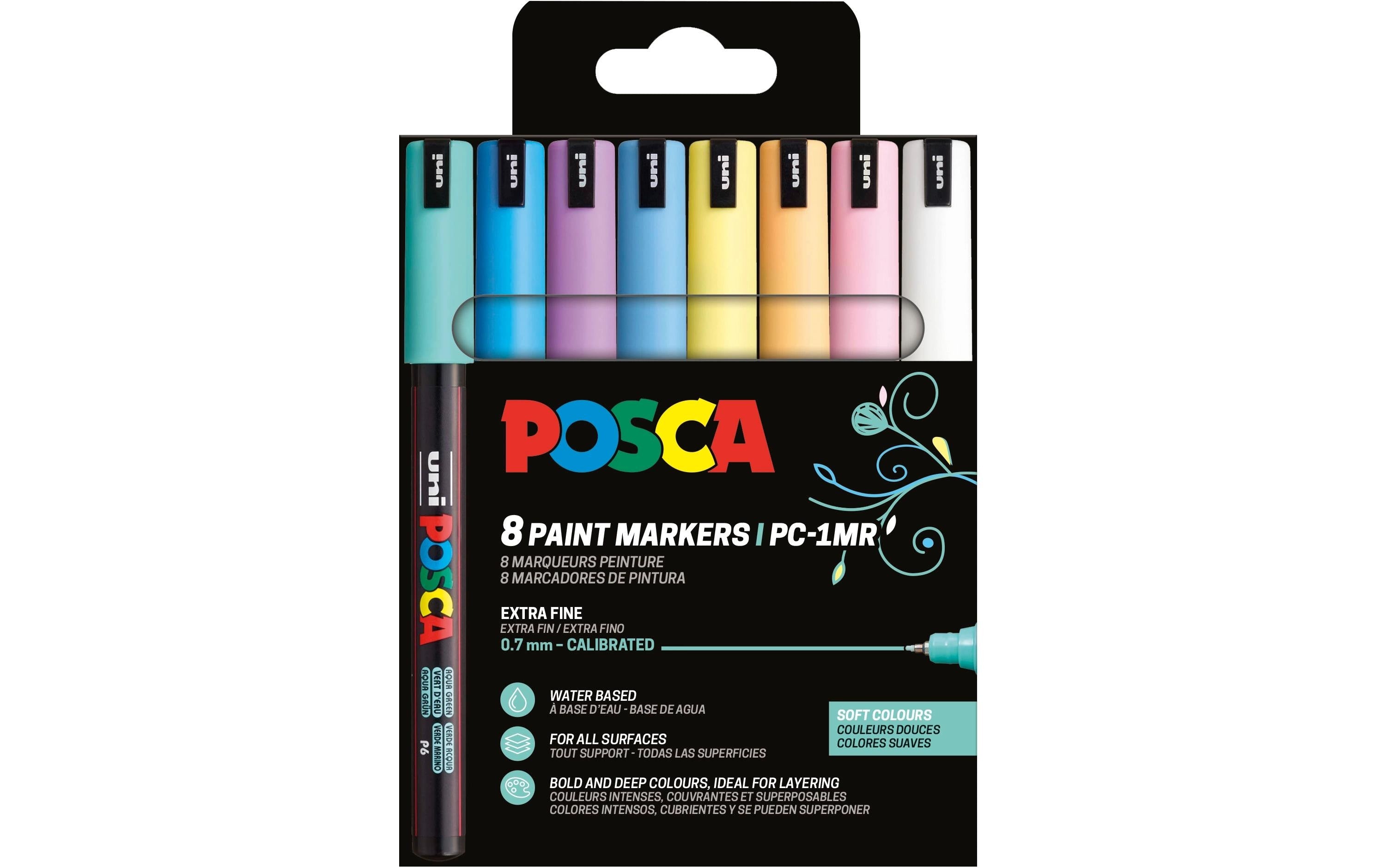 Uni Permanent-Marker POSCA Softcolors 0.7 mm, 8 Stück