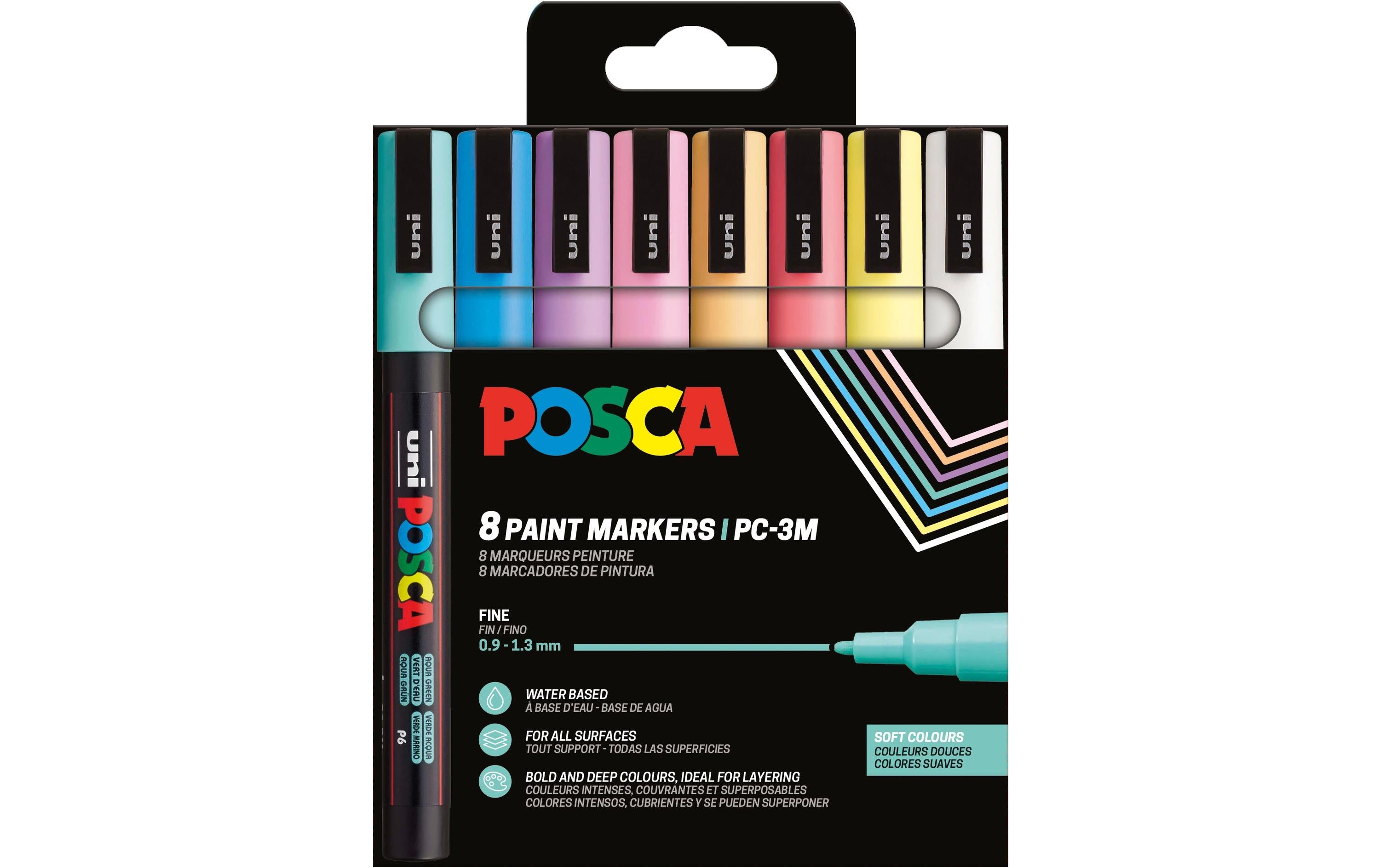 Uni Permanent-Marker POSCA Softcolors 0.9 - 1.3 mm, 8 Stück