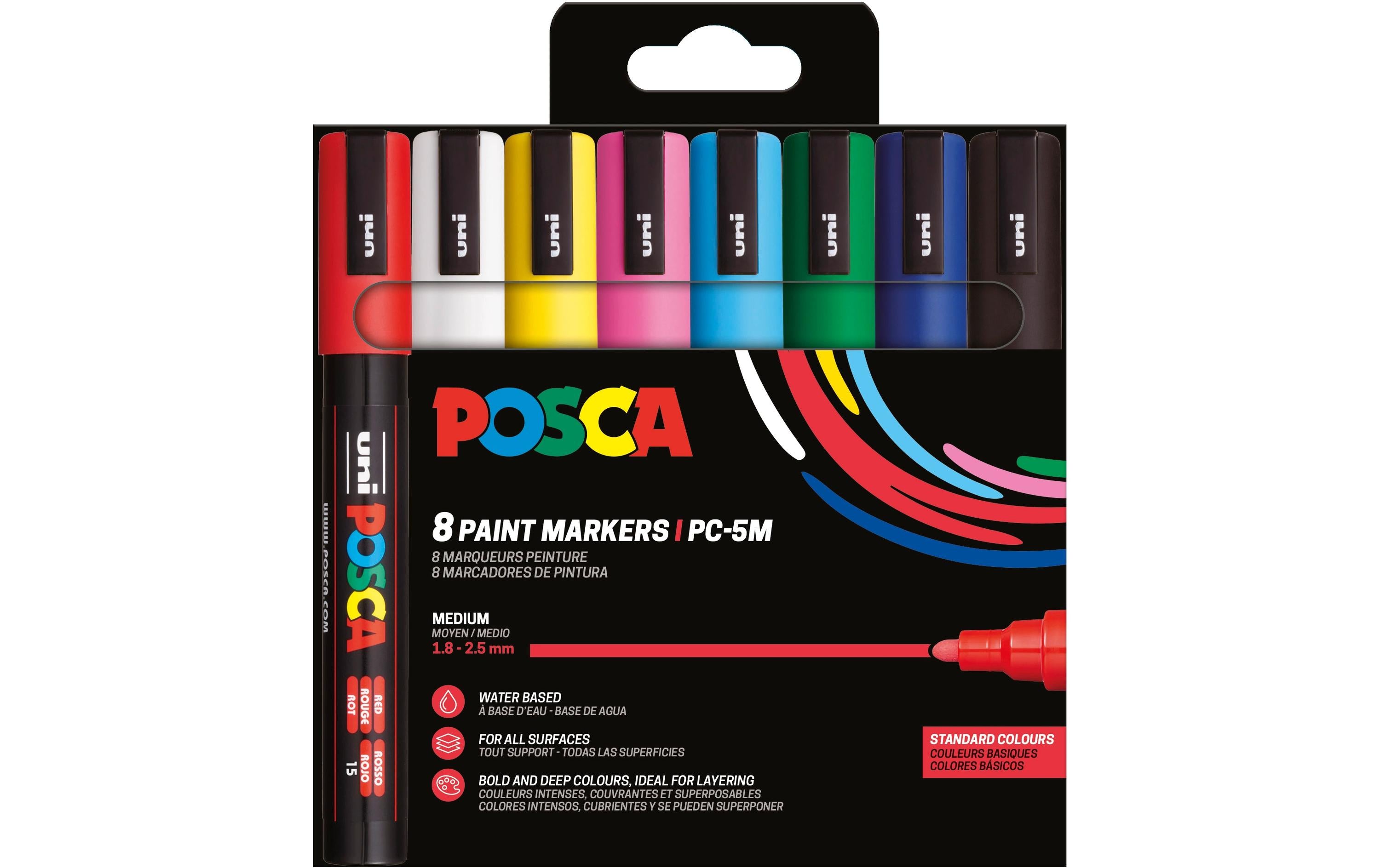 Uni Permanent-Marker POSCA 1.8 - 2.5 mm, 8 Stück