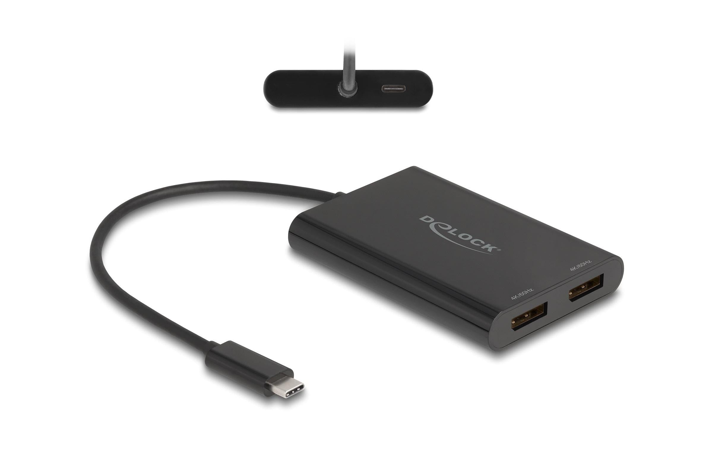 Delock Multiadapter USB-C zu 2 x DisplayPort 4K 60Hz Schwarz