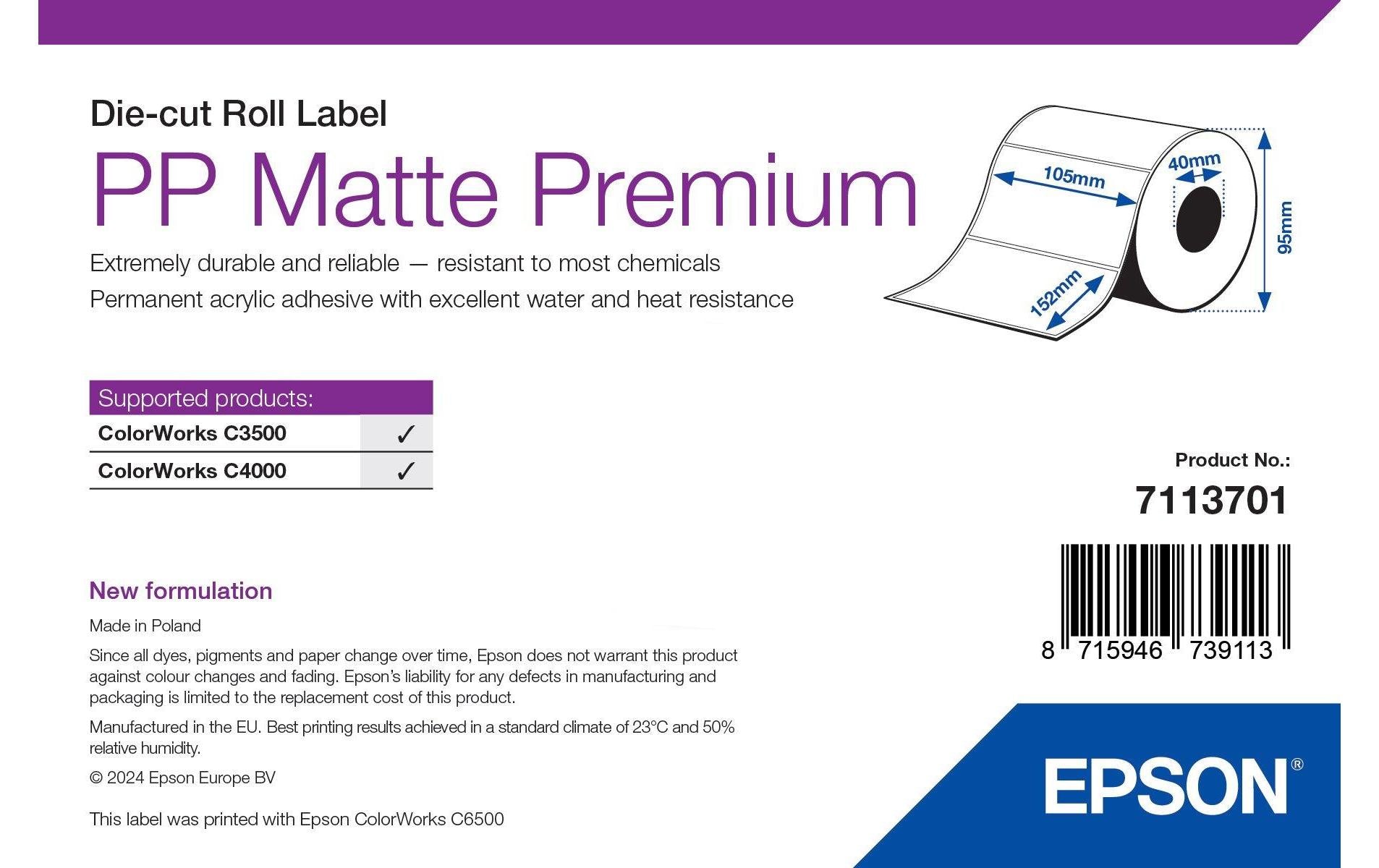 Epson Etikettenrolle PP Matte Premium