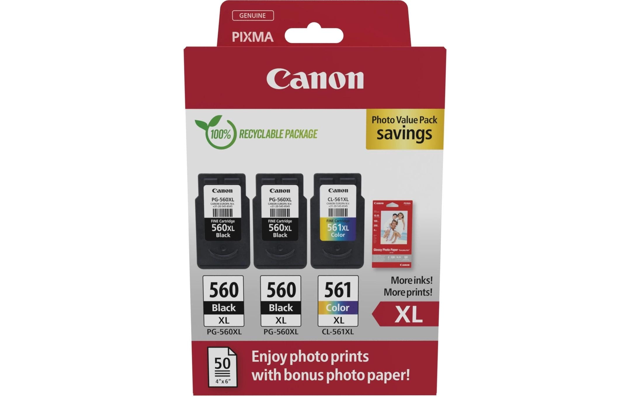 Canon Tinte 2xPG-560XL/1xCL-561XL Photo Black/Cyan/Magenta/Yellow