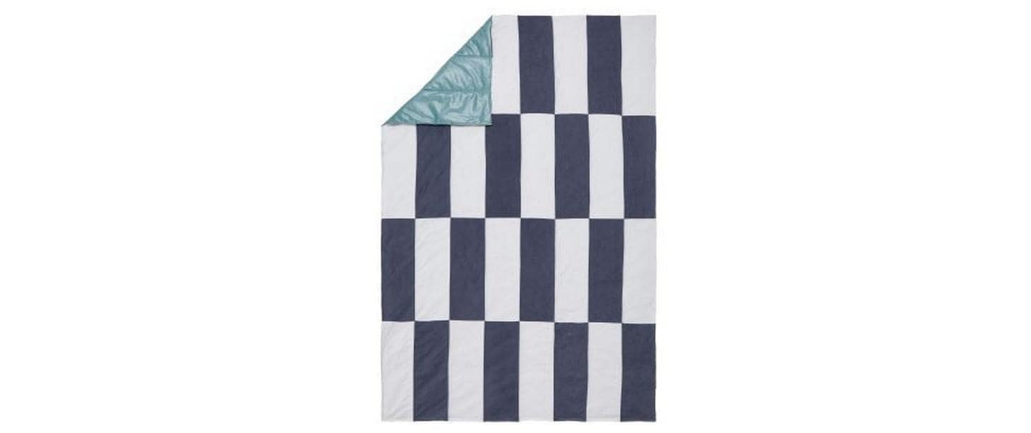 Urbanara Picknickdecke Tamina 180 x 120 cm - Blaugrau / Naturweiss