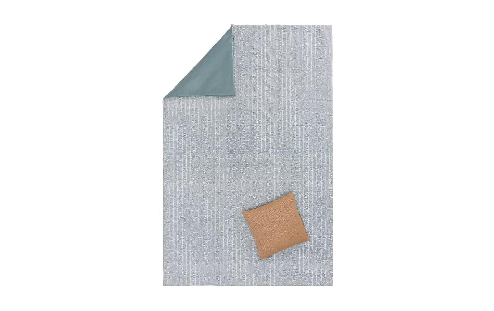 Urbanara Picknickdecke Mallur 130 x 190 cm - Grüngrau / Weiss