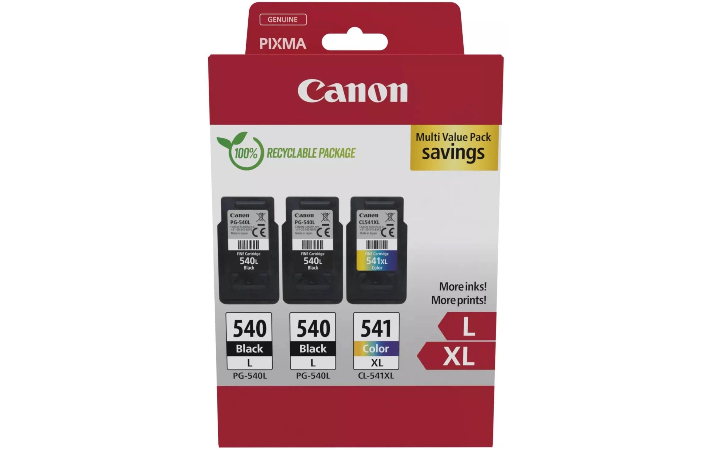Canon 2xPG-540L/1xCL-541XL 3er Pack Black/Cyan/Magenta/Yellow