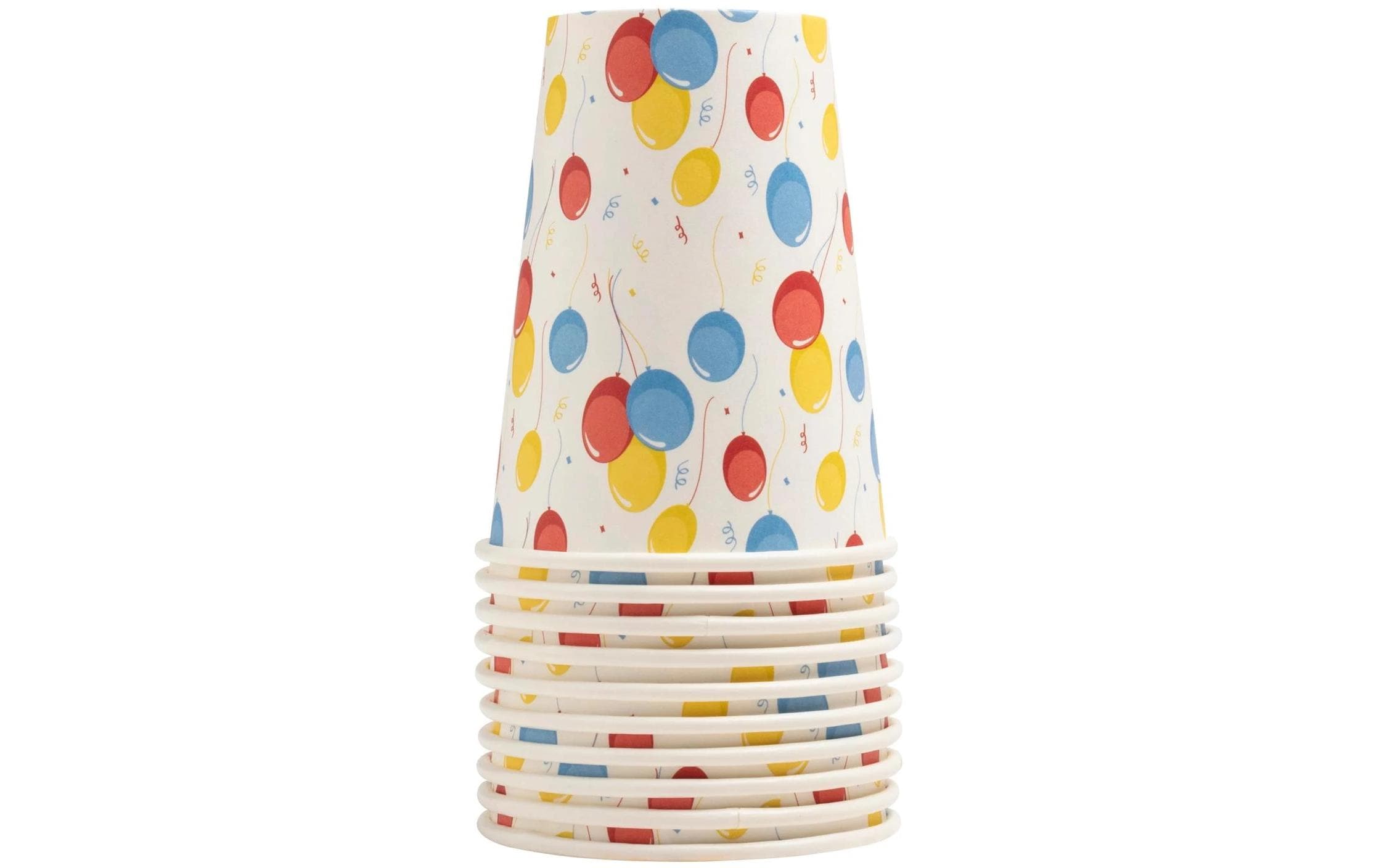PRO nappe Einwegbecher Geburtstag 2 dl, 10 Stück, Mehrfarbig