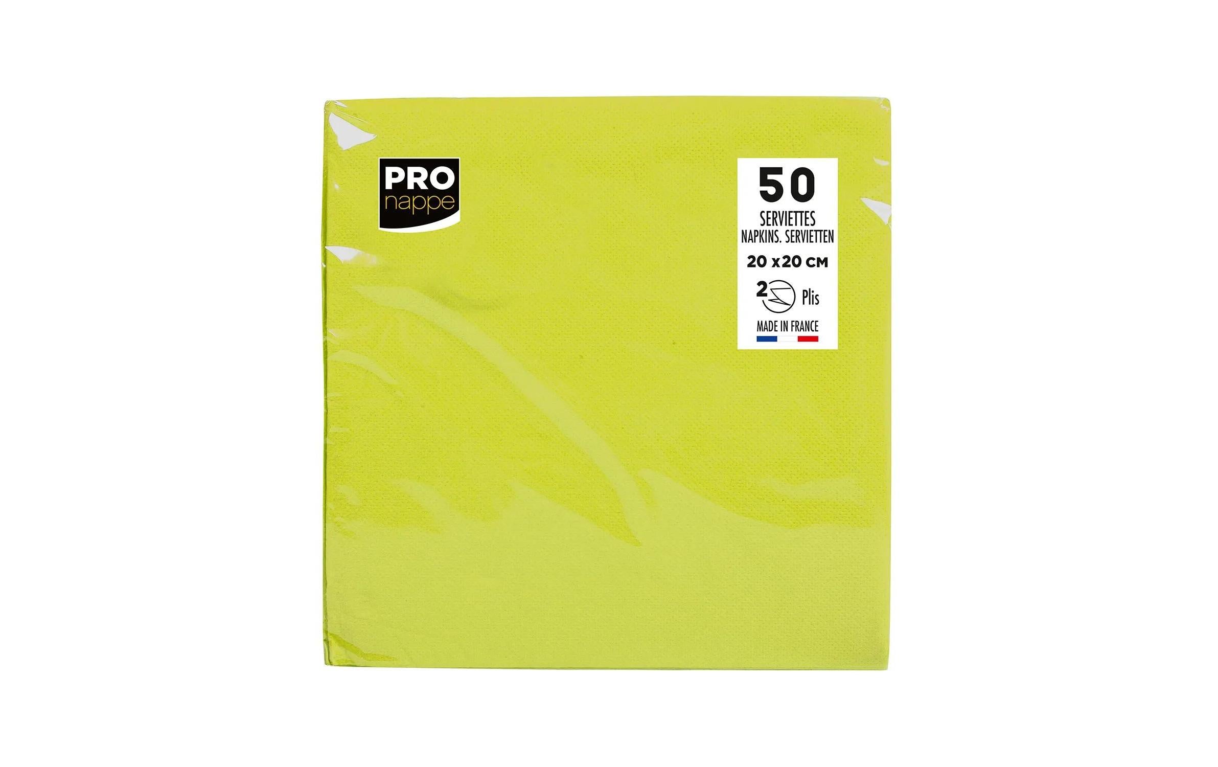PRO nappe Papierservietten 20 cm x 20 cm, 50 Stück, Grün