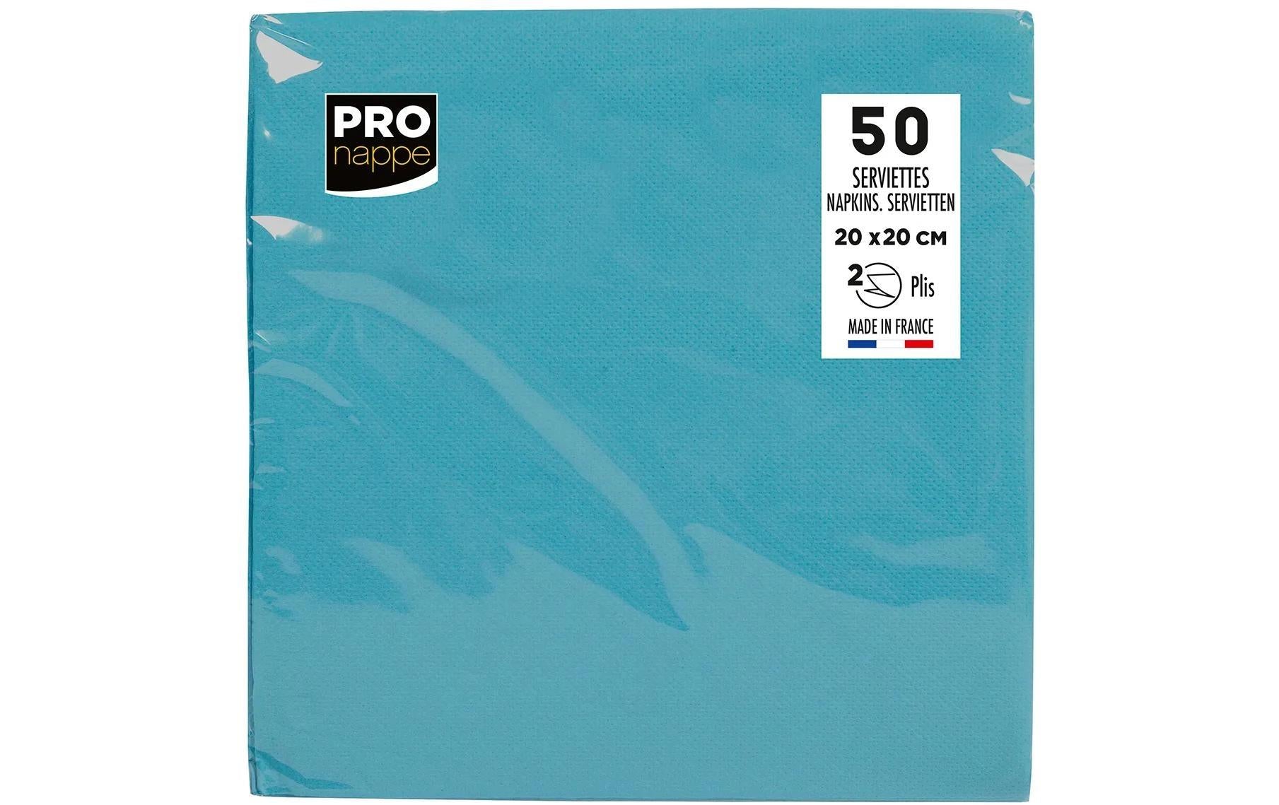 PRO nappe Papierservietten 20 cm x 20 cm, 50 Stück, Türkis